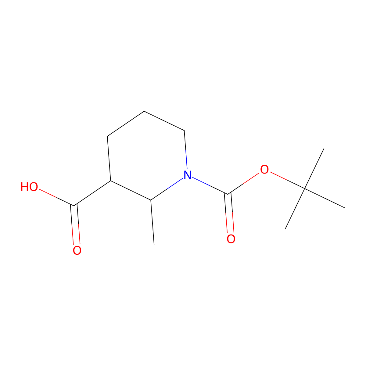 (2R,3S)-1-(tert-Butoxycarbonyl)-2-methylpiperidine-3-carboxylic acid molecular structure, CAS 1932193-81-1