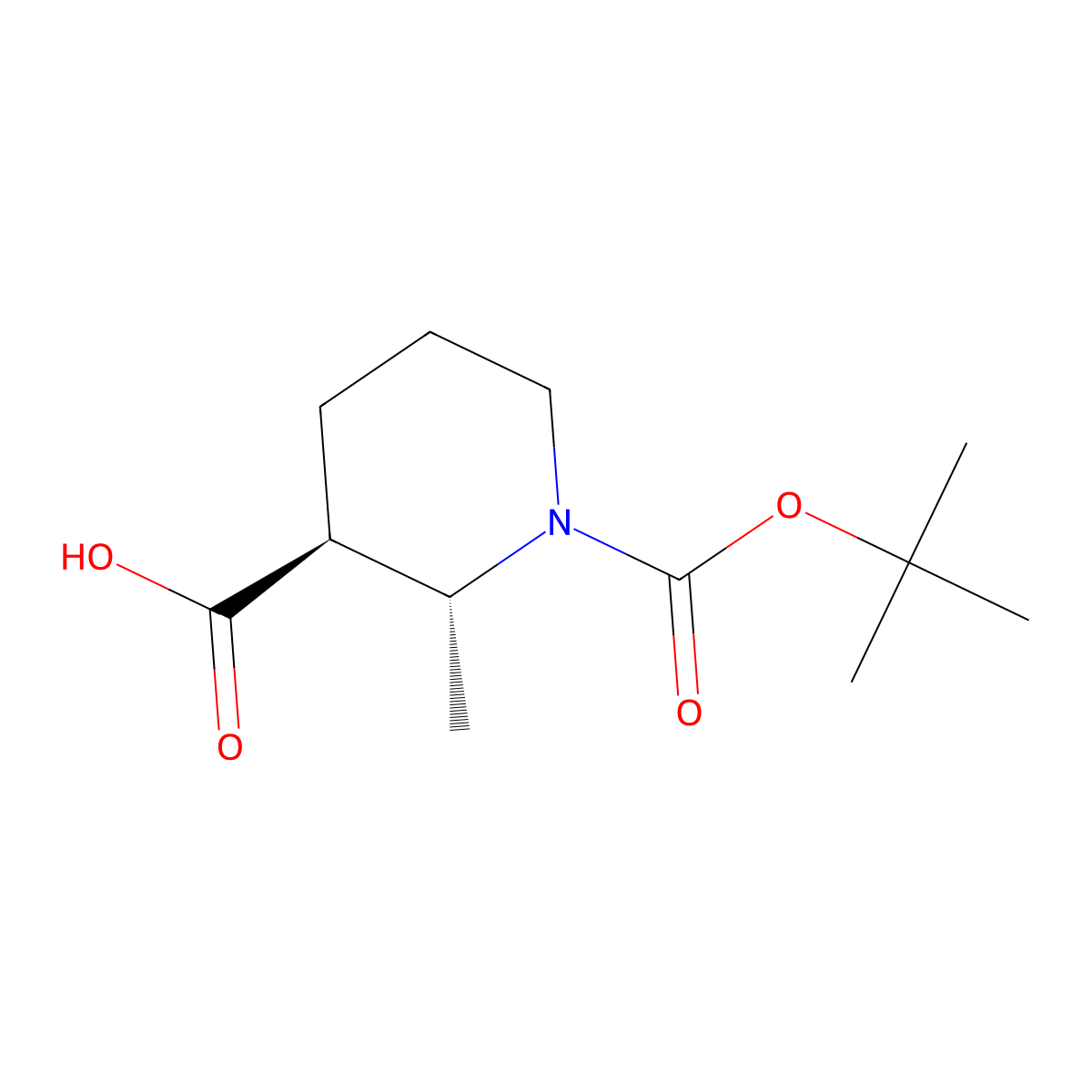 (2R,3S)-1-(tert-Butoxycarbonyl)-2-methylpiperidine-3-carboxylic acid molecular structure, CAS 1932193-81-1