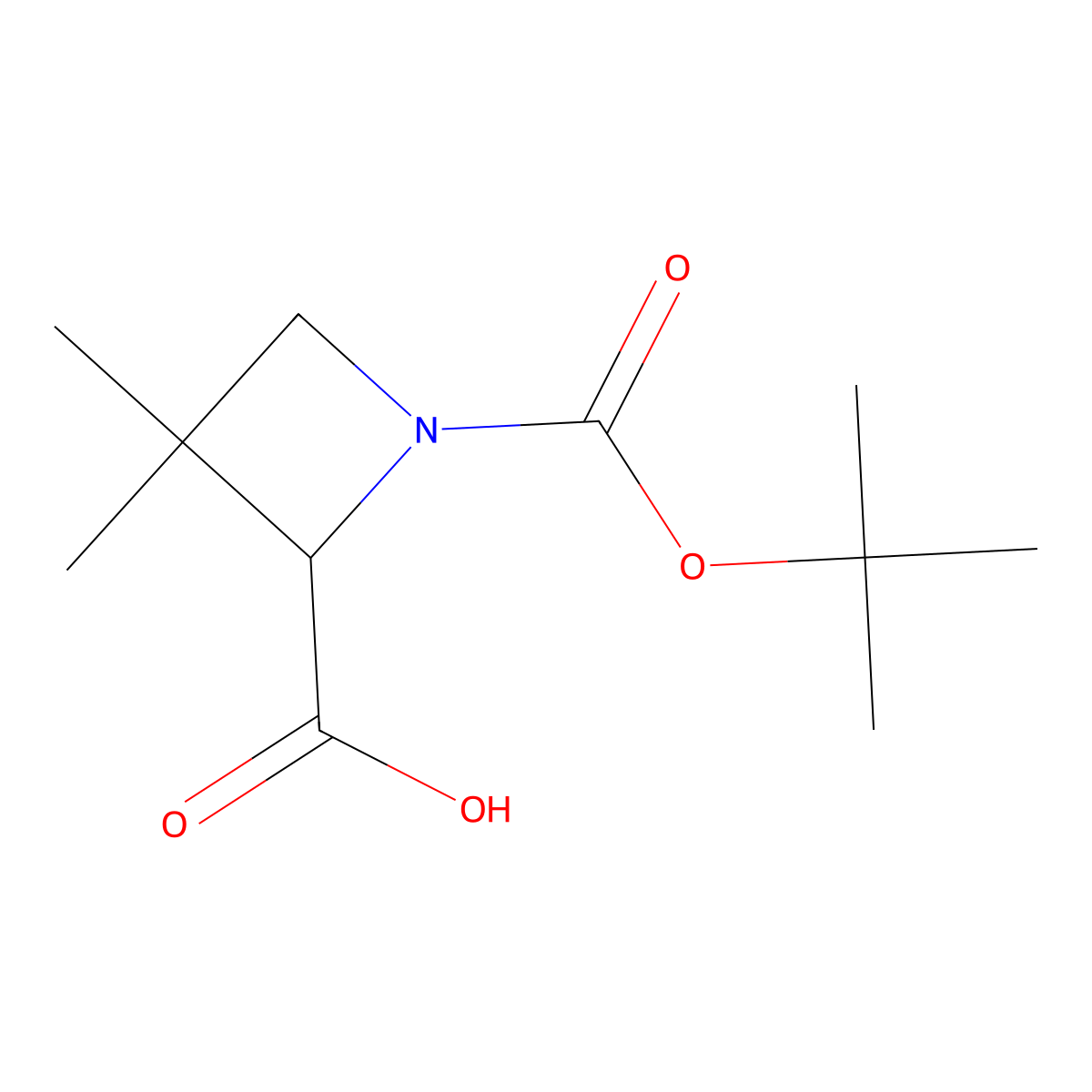 (2S)-1-[(tert-butoxy)carbonyl]-3,3-dimethylazetidine-2-carboxylic acid molecular structure, CAS 1932195-22-6