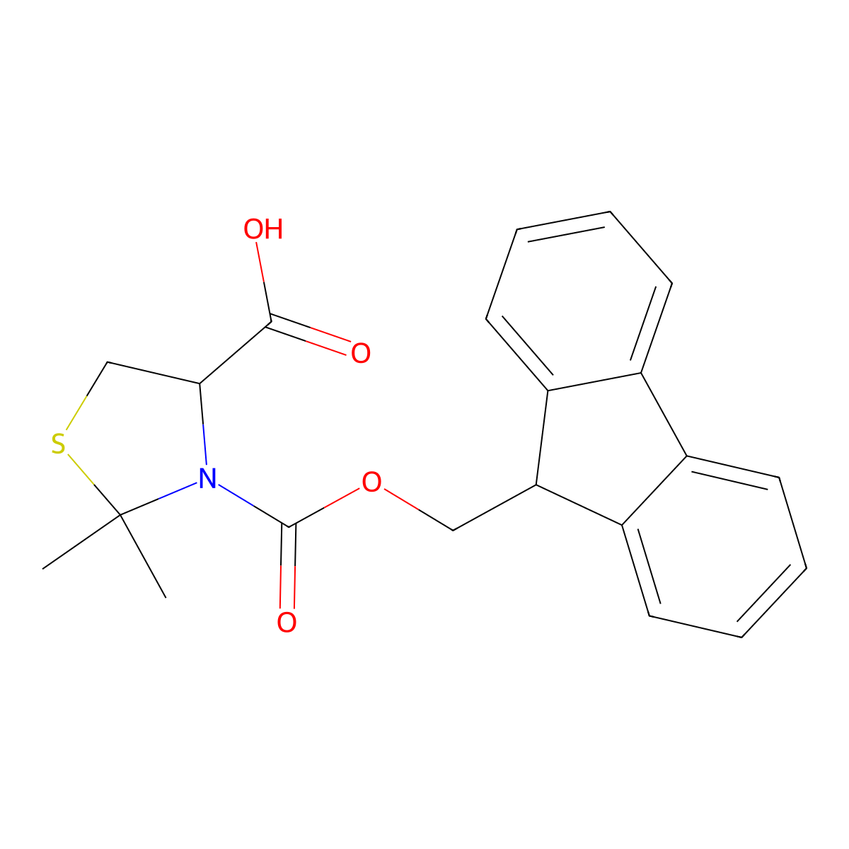 Fmoc-(4-s)-2,2-dimethyl-1,3-thiazolidine-4-carboxylic acid molecular structure, CAS 1932198-36-1