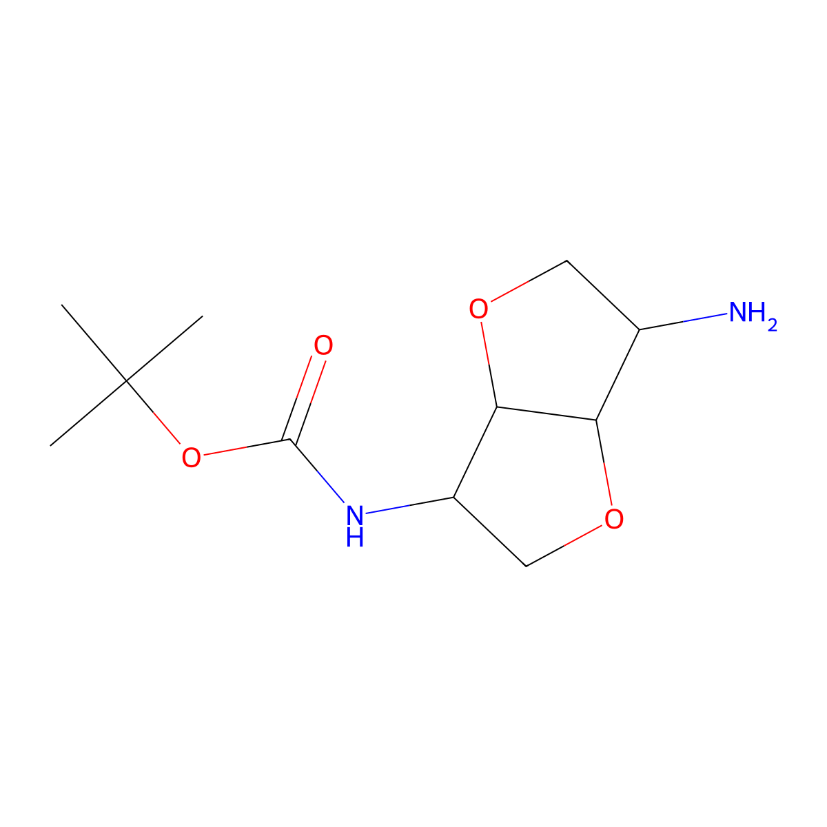 tert-butyl N-[(3S,3aR,6S,6aR)-6-amino-hexahydrofuro[3,2-b]furan-3-yl]carbamate molecular structure, CAS 1932199-27-3