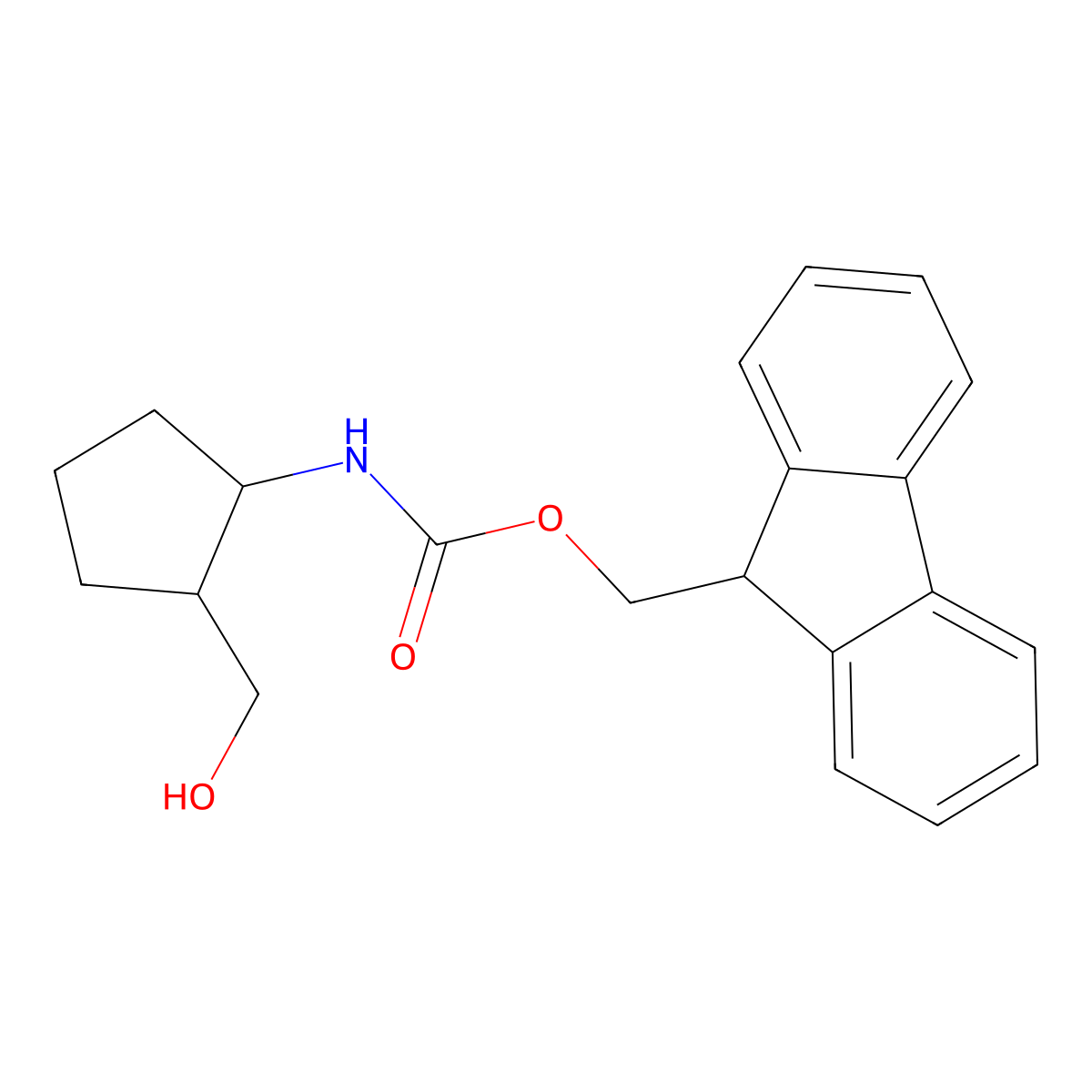 rac-(9H-fluoren-9-yl)methyl N-[(1R,2S)-2-(hydroxymethyl)cyclopentyl]carbamate molecular structure, CAS 1932205-46-3