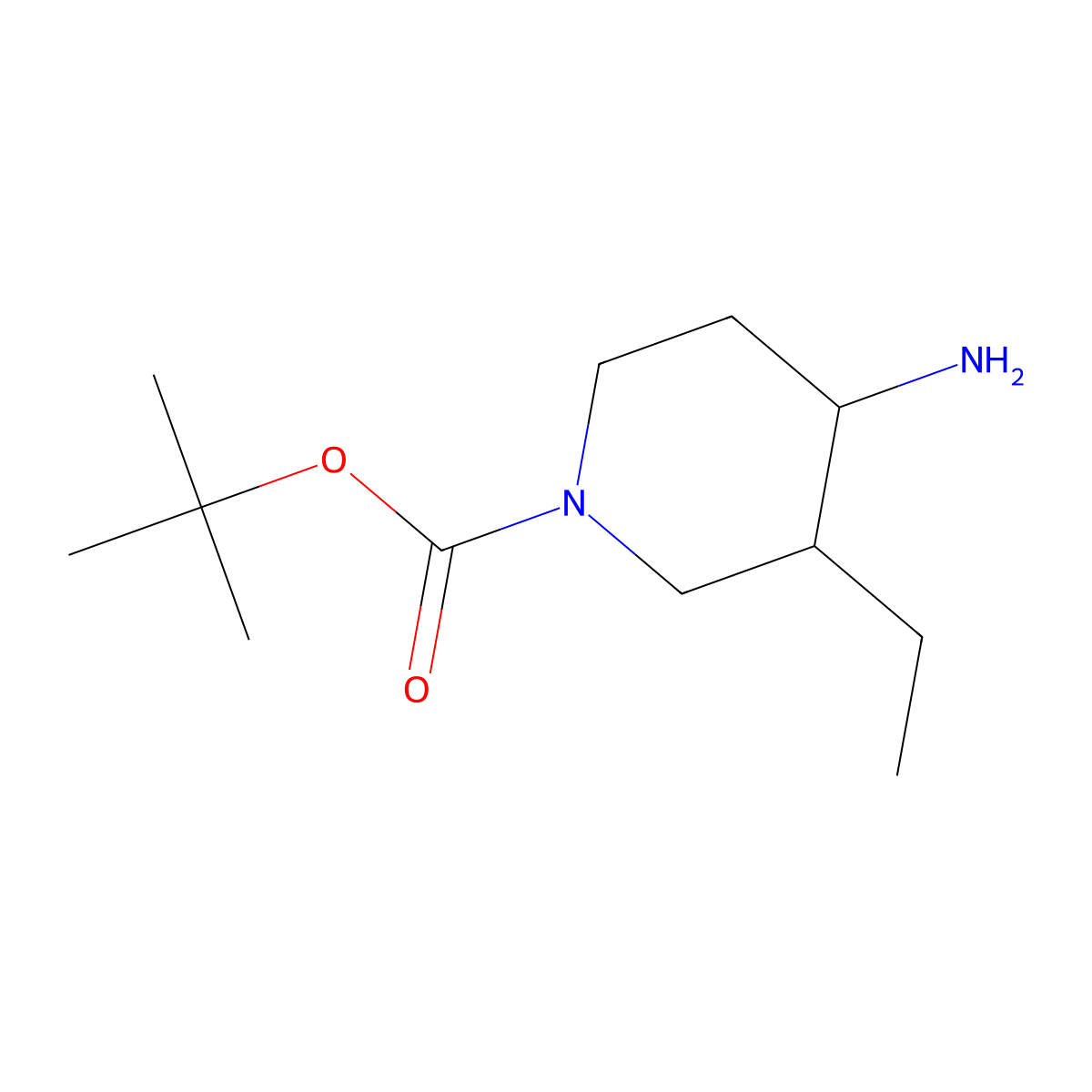 tert-butyl rac-(3R,4S)-4-amino-3-ethyl-1-piperidinecarboxylate molecular structure, CAS 1932206-32-0