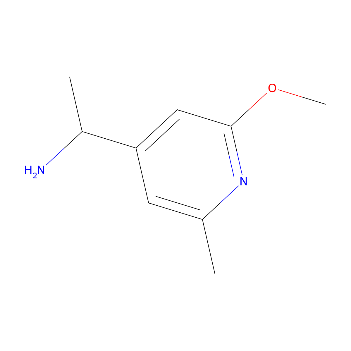 (1R)-1-(2-methoxy-6-methylpyridin-4-yl)ethan-1-amine molecular structure, CAS 1932206-83-1
