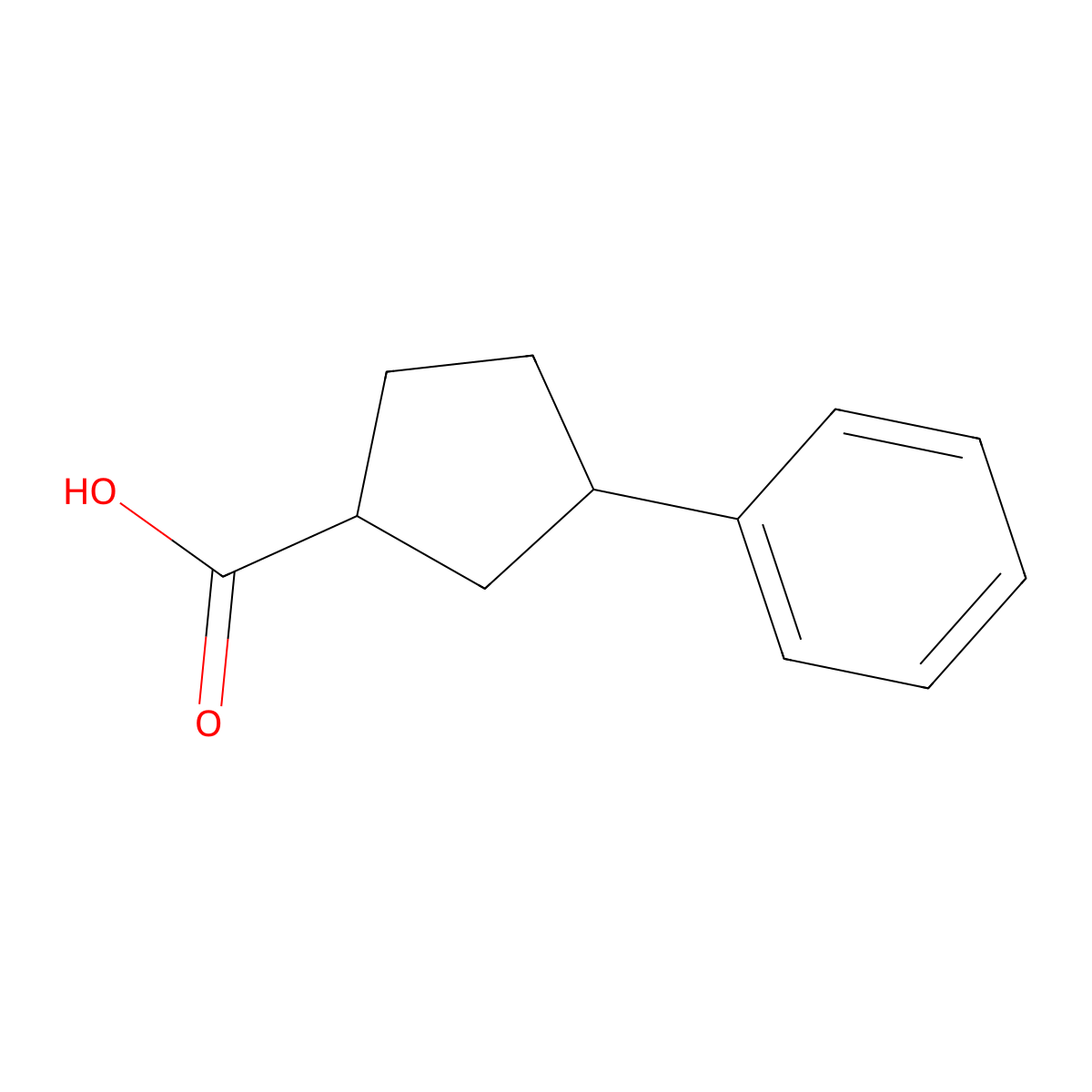 rac-(1R,3R)-3-phenylcyclopentane-1-carboxylic acid molecular structure, CAS 1932211-29-4