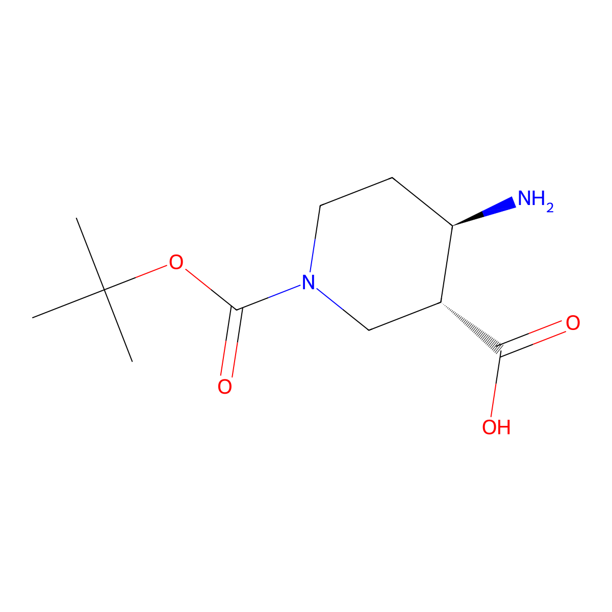 (3R,4R)-4-amino-1-(tert-butoxycarbonyl)piperidine-3-carboxylic acid molecular structure, CAS 1932221-11-8