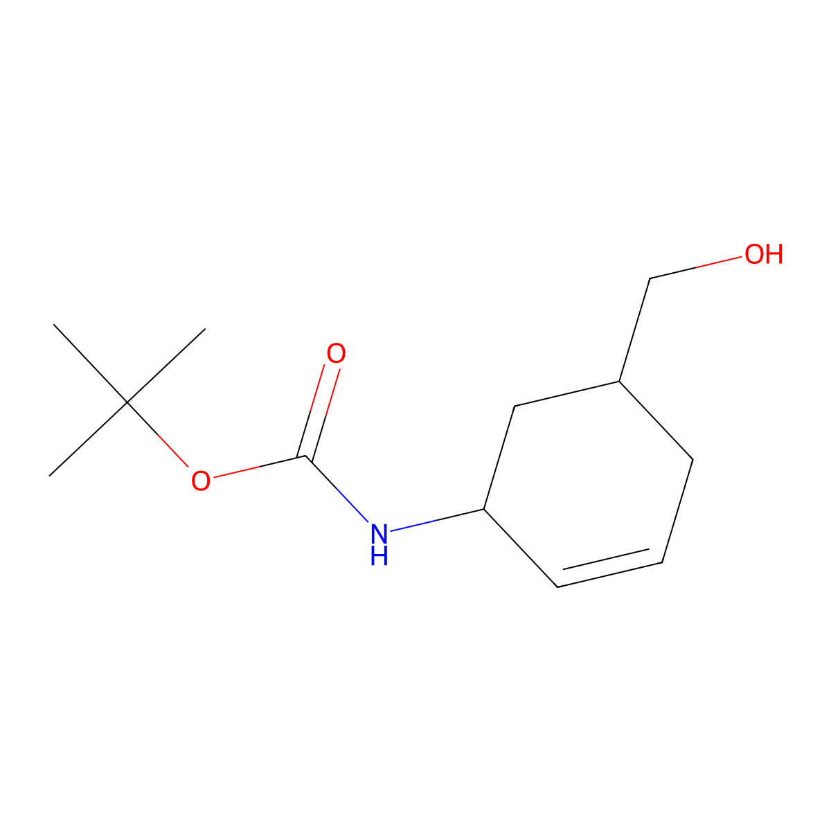 (1R, 5R)-(5-Hydroxymethyl-cyclohex-2-enyl)-carbamic acid tert-butyl ester molecular structure, CAS 1932221-78-7
