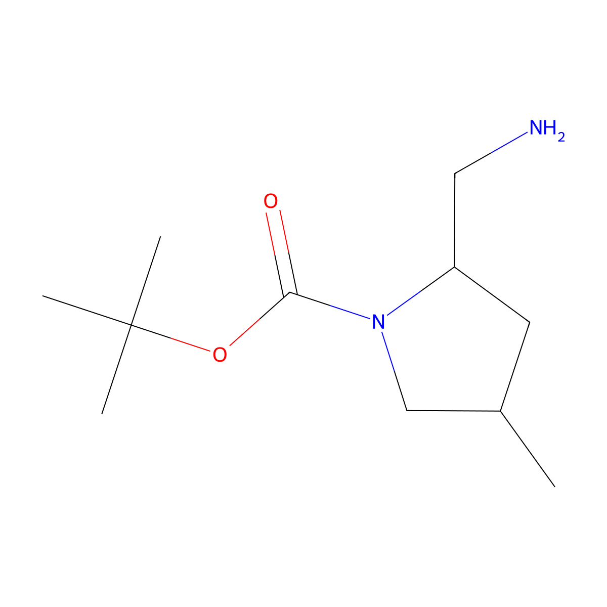 cis-1-Boc-2-aminomethyl-4-methylpyrrolidine molecular structure, CAS 1932233-40-3