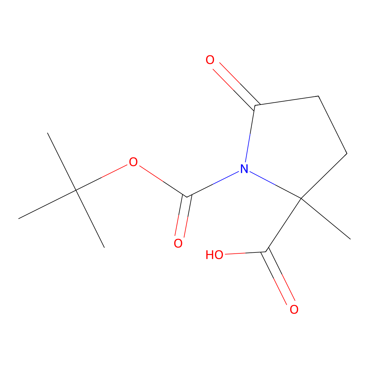 (2S)-1-tert-butoxycarbonyl-2-methyl-5-oxo-pyrrolidine-2-carboxylic acid molecular structure, CAS 1932233-78-7
