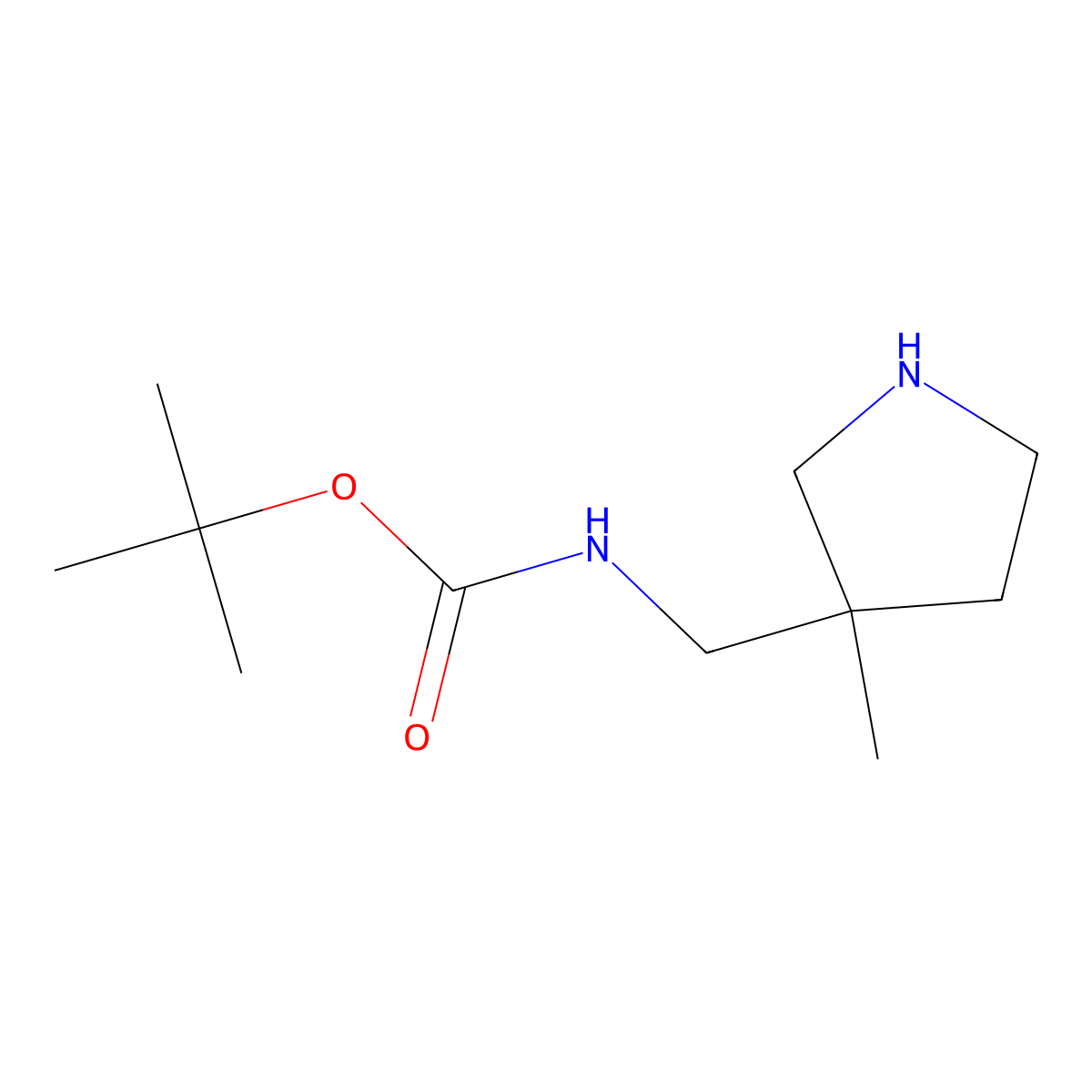 tert-butyl N-[[(3S)-3-methylpyrrolidin-3-yl]methyl]carbamate molecular structure, CAS 1932246-24-6