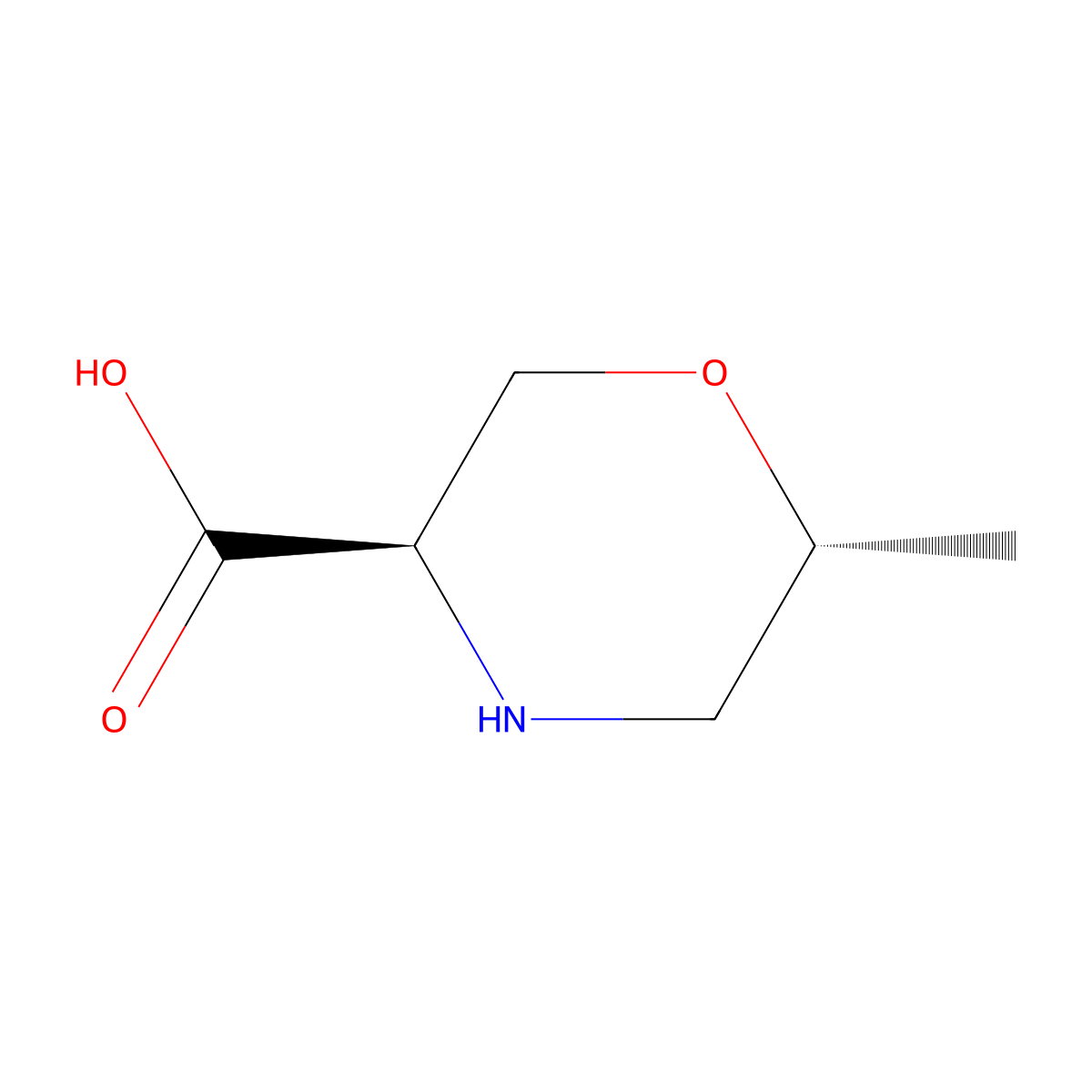 (3R,6R)-6-Methylmorpholine-3-carboxylic acid molecular structure, CAS 1932257-19-6