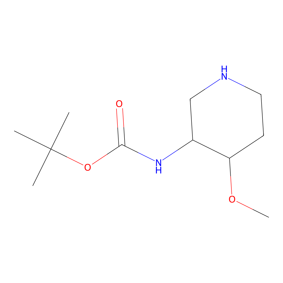 tert-Butyl N-[(3S,4R)-4-methoxypiperidin-3-yl]carbamate molecular structure, CAS 1932258-39-3