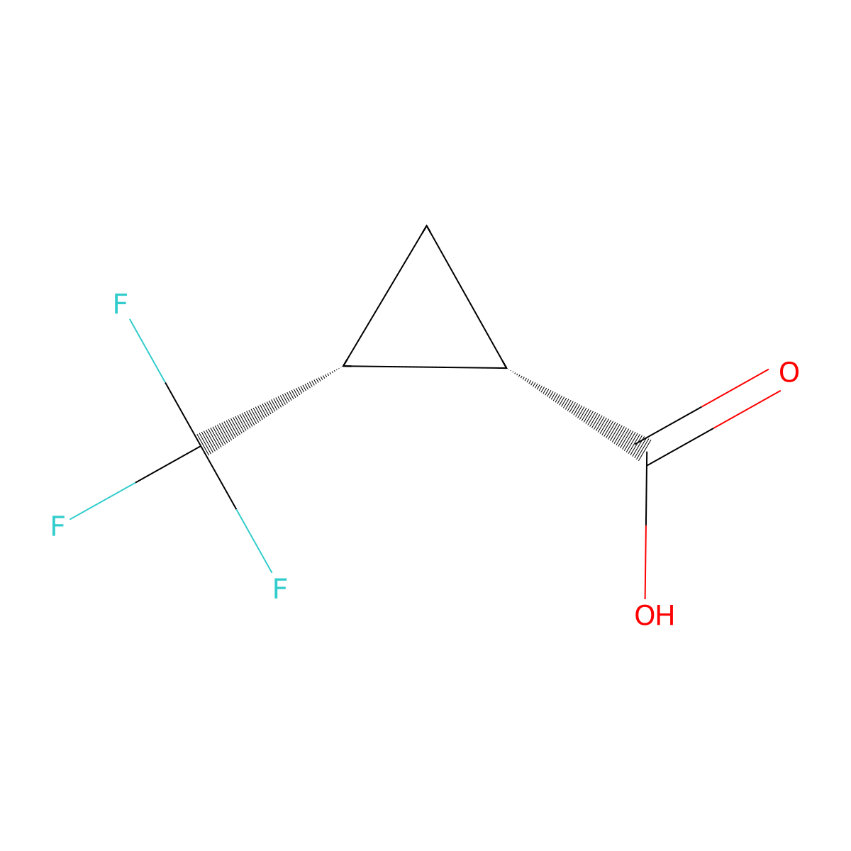(+/-)-cis-2-(Trifluoromethyl)cyclopropanecarboxylic acid molecular structure, CAS 1932259-61-4