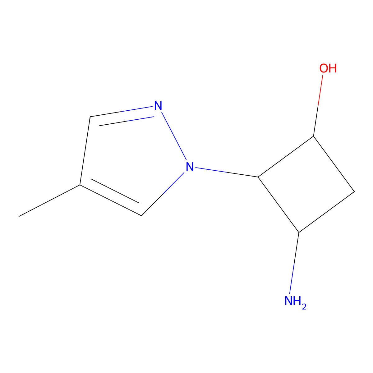 rac-(1R,2R,3S)-3-amino-2-(4-methyl-1H-pyrazol-1-yl)cyclobutan-1-ol molecular structure, CAS 1932261-18-1
