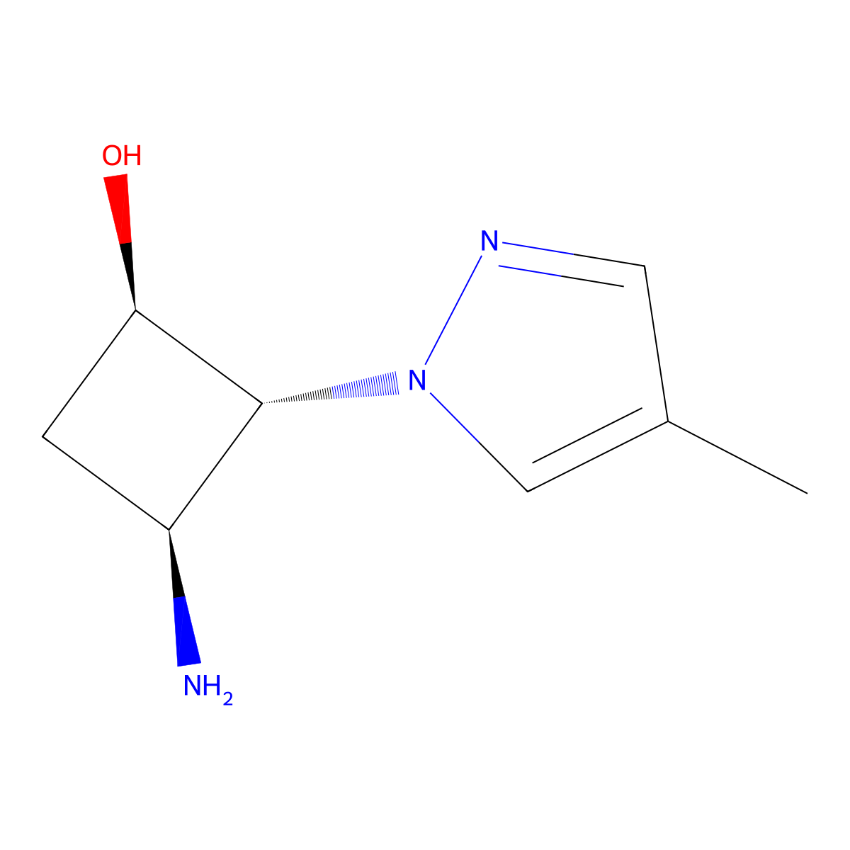 rac-(1R,2R,3S)-3-amino-2-(4-methyl-1H-pyrazol-1-yl)cyclobutan-1-ol molecular structure, CAS 1932261-18-1