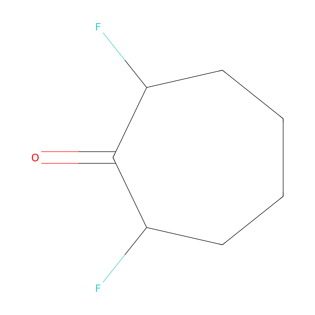 rac-(2R,7R)-2,7-difluorocycloheptan-1-one,trans molecular structure, CAS 1932279-55-4