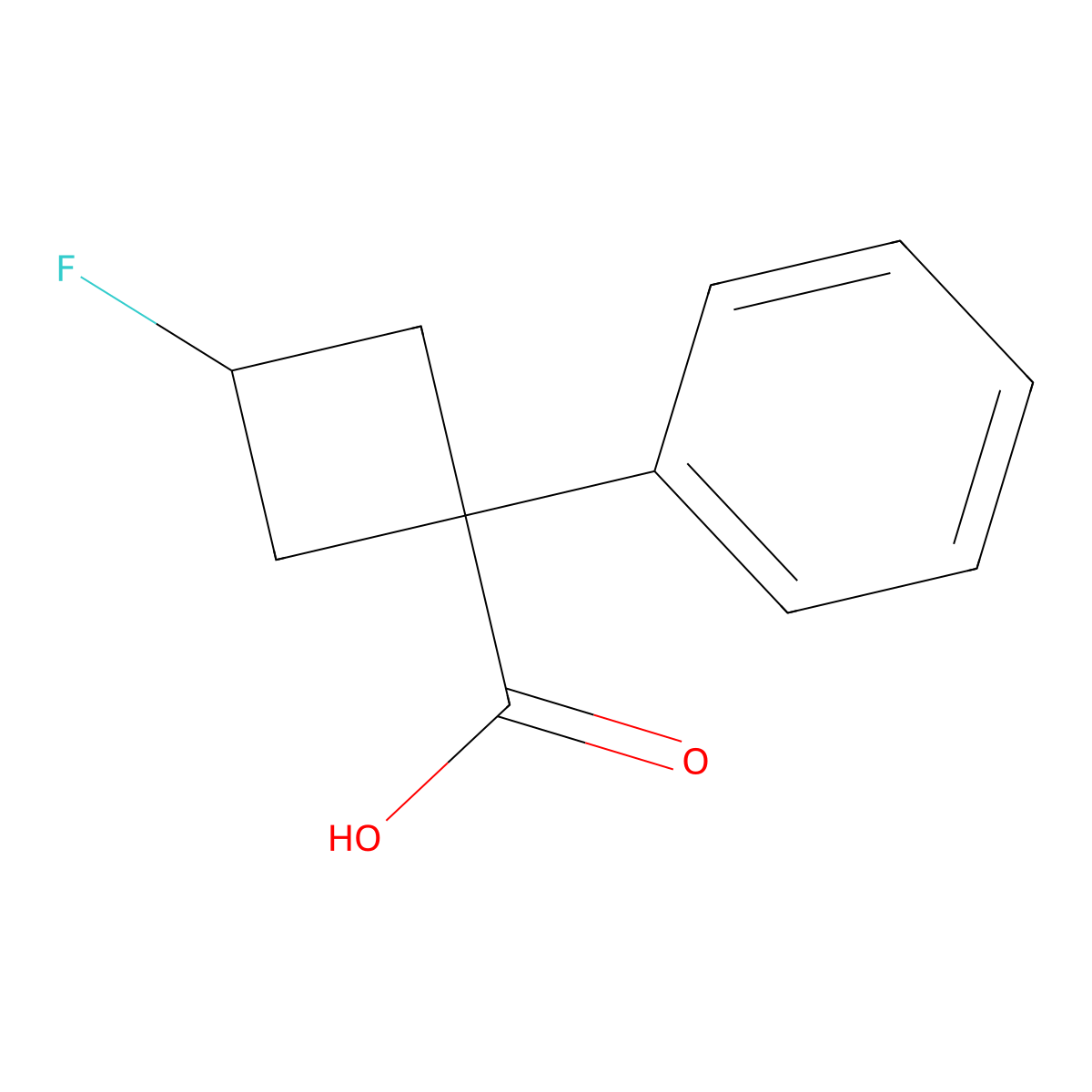 3-Fluoro-1-phenylcyclobutane-1-carboxylic acid molecular structure, CAS 1932284-81-5