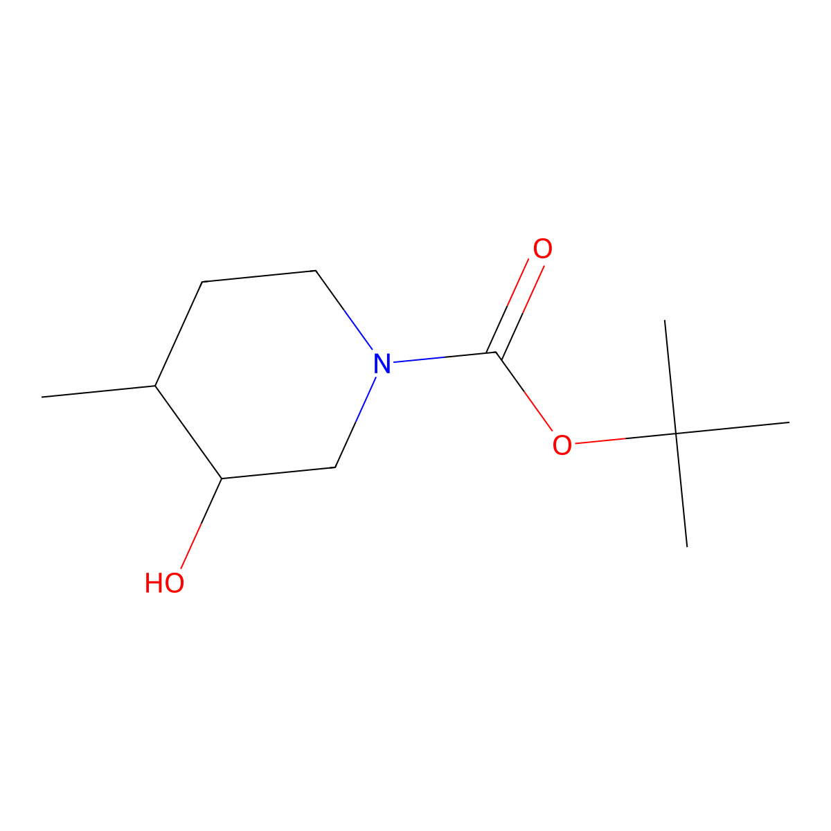 tert-butyl (3R,4S)-rel-3-hydroxy-4-methylpiperidine-1-carboxylate molecular structure, CAS 1932302-38-9