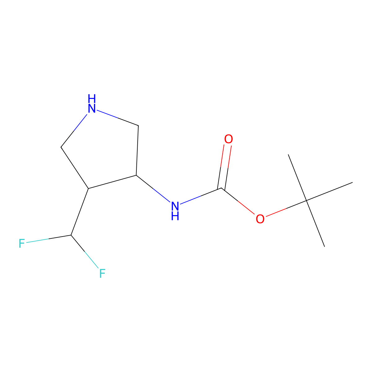 rac-tert-butyl N-[(3R,4S)-4-(difluoromethyl)pyrrolidin-3-yl]carbamate molecular structure, CAS 1932310-74-1