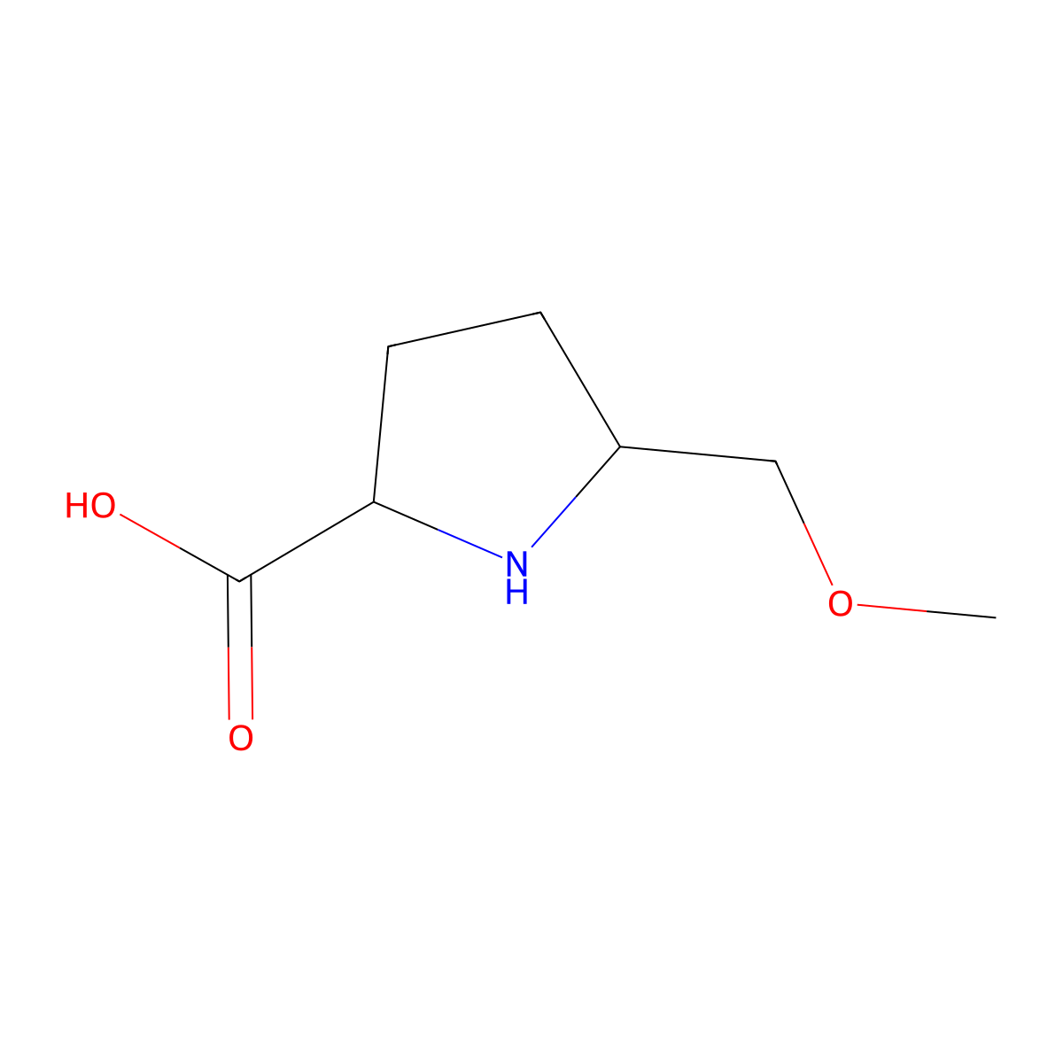 rac-(2R,5S)-5-(methoxymethyl)pyrrolidine-2-carboxylic acid molecular structure, CAS 1932314-66-3