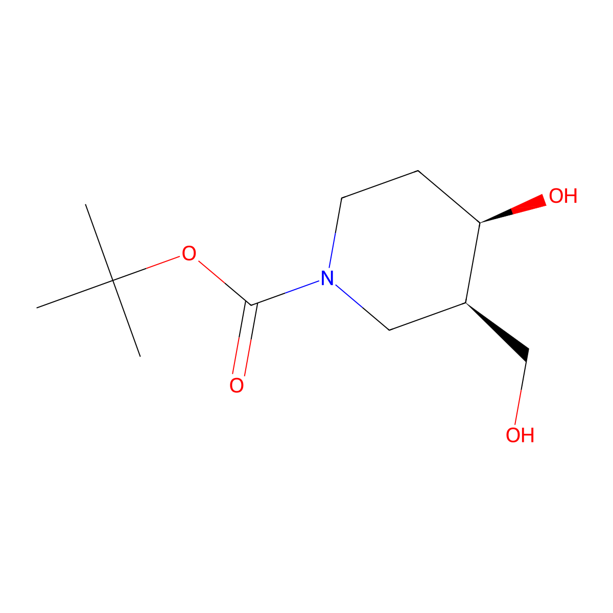 tert-Butyl cis-4-hydroxy-3-(hydroxymethyl)piperidine-1-carboxylate molecular structure, CAS 1932341-98-4