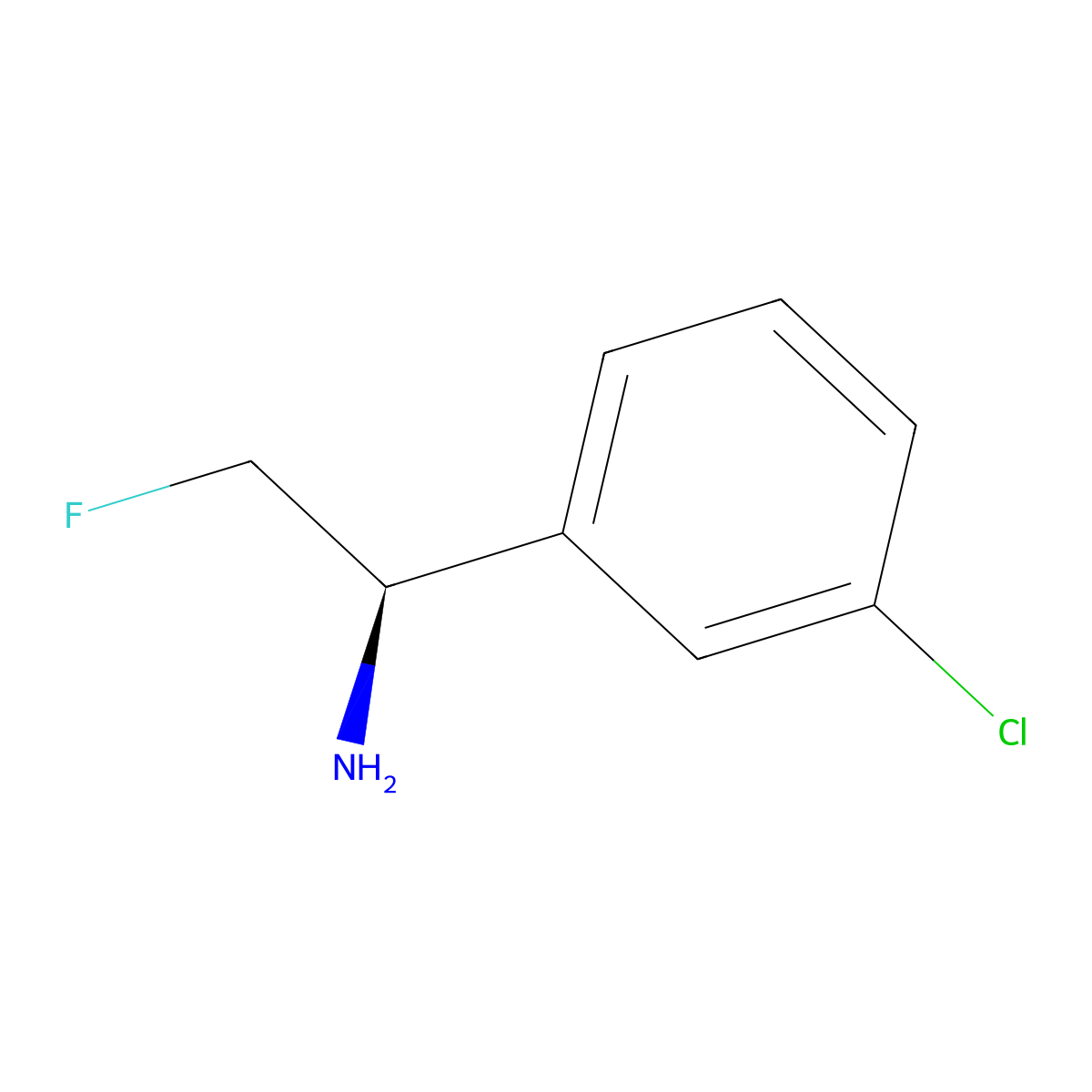 (1R)-1-(3-chlorophenyl)-2-fluoroethan-1-amine molecular structure, CAS 1932343-14-0