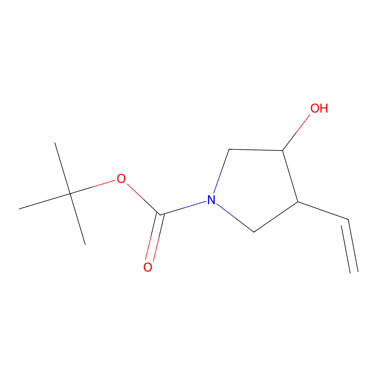 tert-butyl (3R,4S)-3-hydroxy-4-vinyl-pyrrolidine-1-carboxylate molecular structure, CAS 1932347-11-9