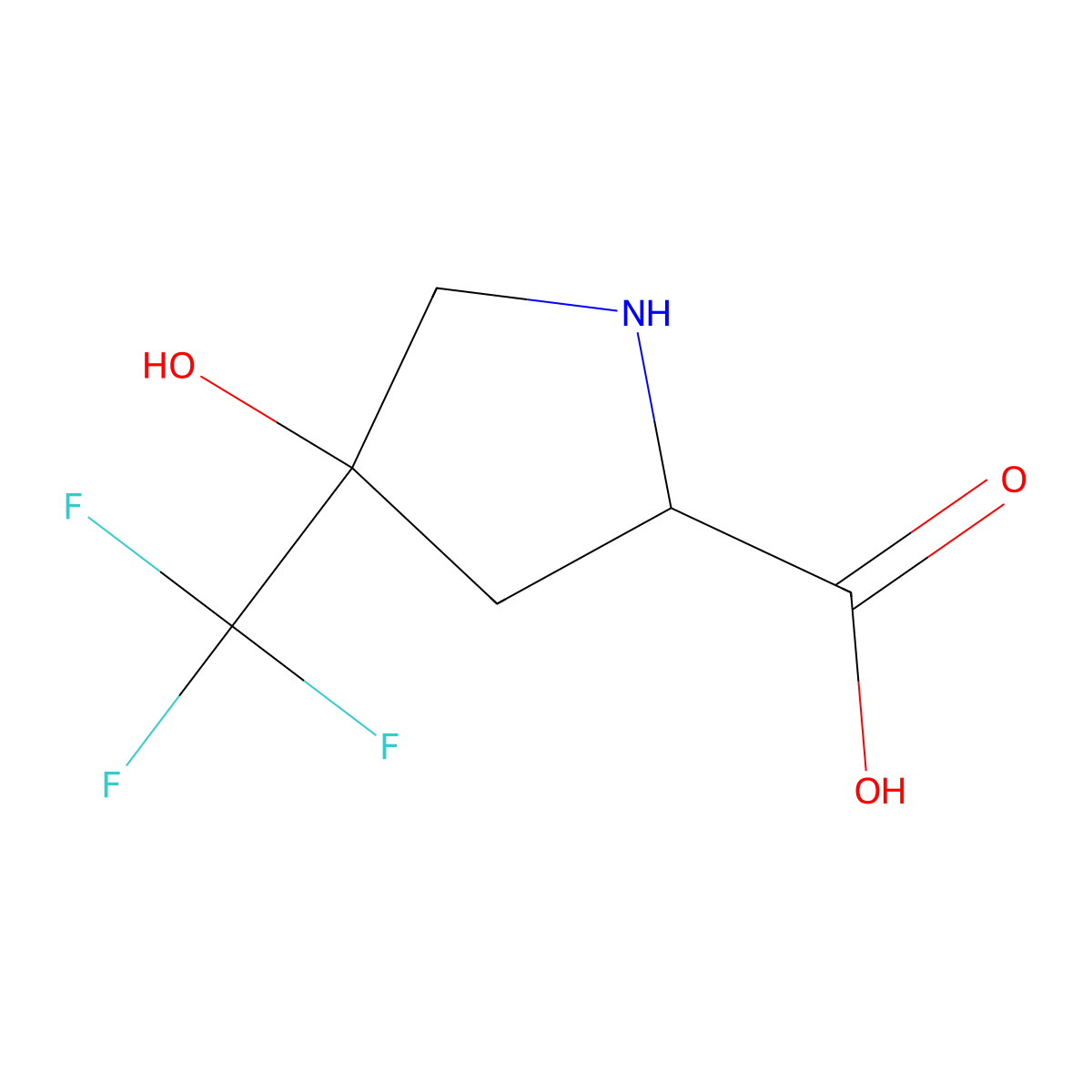(2S,4S)-4-Hydroxy-4-(trifluoromethyl)pyrrolidine-2-carboxylic acid molecular structure, CAS 1932348-61-2