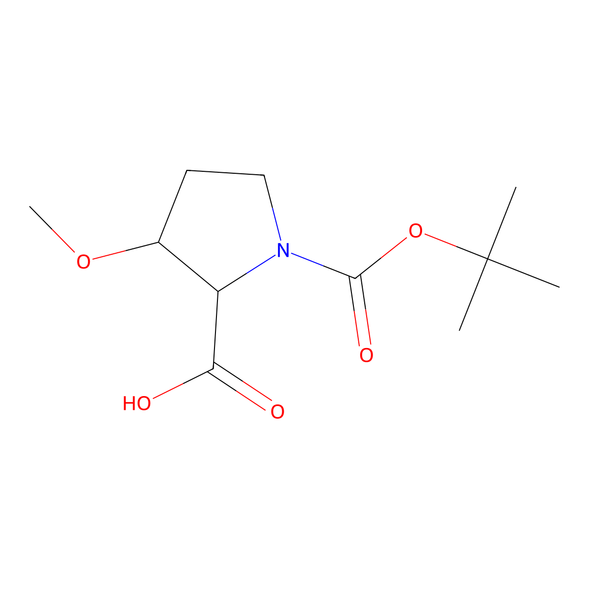 (2S,3S)-1-[(tert-Butoxy)carbonyl]-3-methoxypyrrolidine-2-carboxylic acid molecular structure, CAS 1932362-84-9