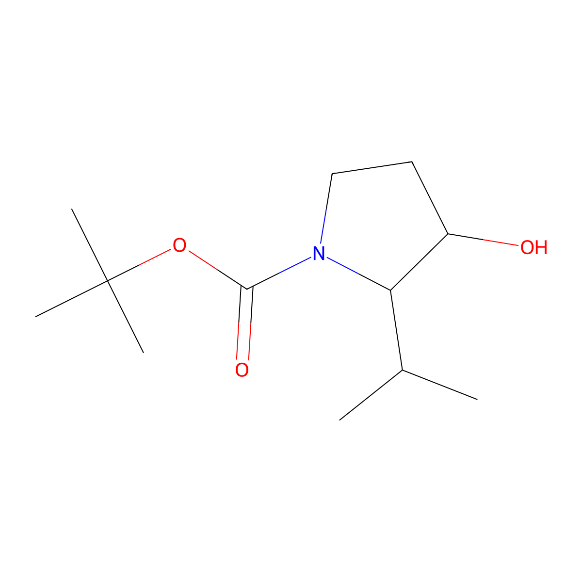 rac-tert-butyl (2R,3R)-3-hydroxy-2-(propan-2-yl)pyrrolidine-1-carboxylate, cis molecular structure, CAS 1932374-53-2