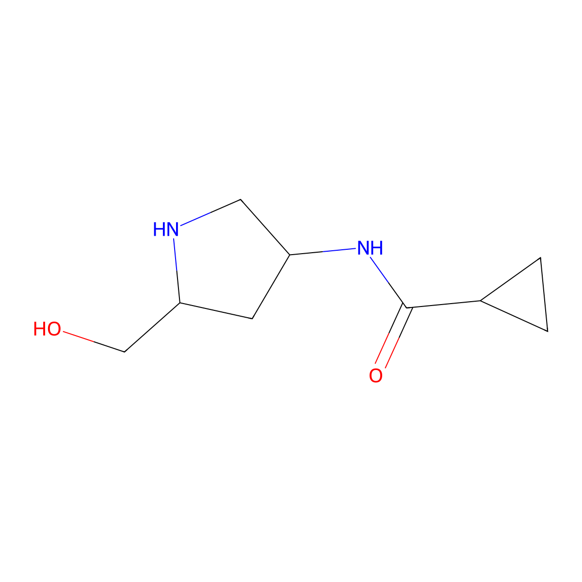 N-[(3S,5S)-5-(hydroxymethyl)tetrahydro-1H-pyrrol-3-yl]-1-cyclopropanecarboxamide molecular structure, CAS 1932381-31-1