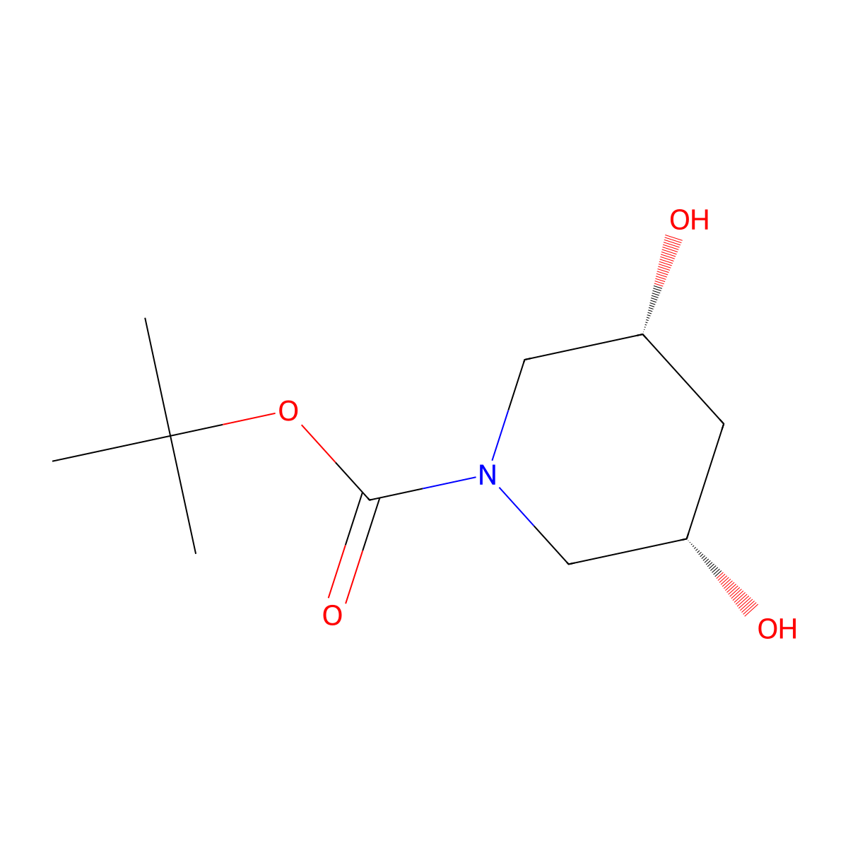 tert-butyl (3R,5S)-3,5-dihydroxypiperidine-1-carboxylate molecular structure, CAS 1932390-62-9