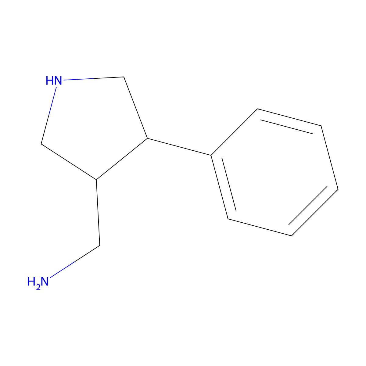 rac-[(3R,4R)-4-phenylpyrrolidin-3-yl]methanamine molecular structure, CAS 1932395-96-4