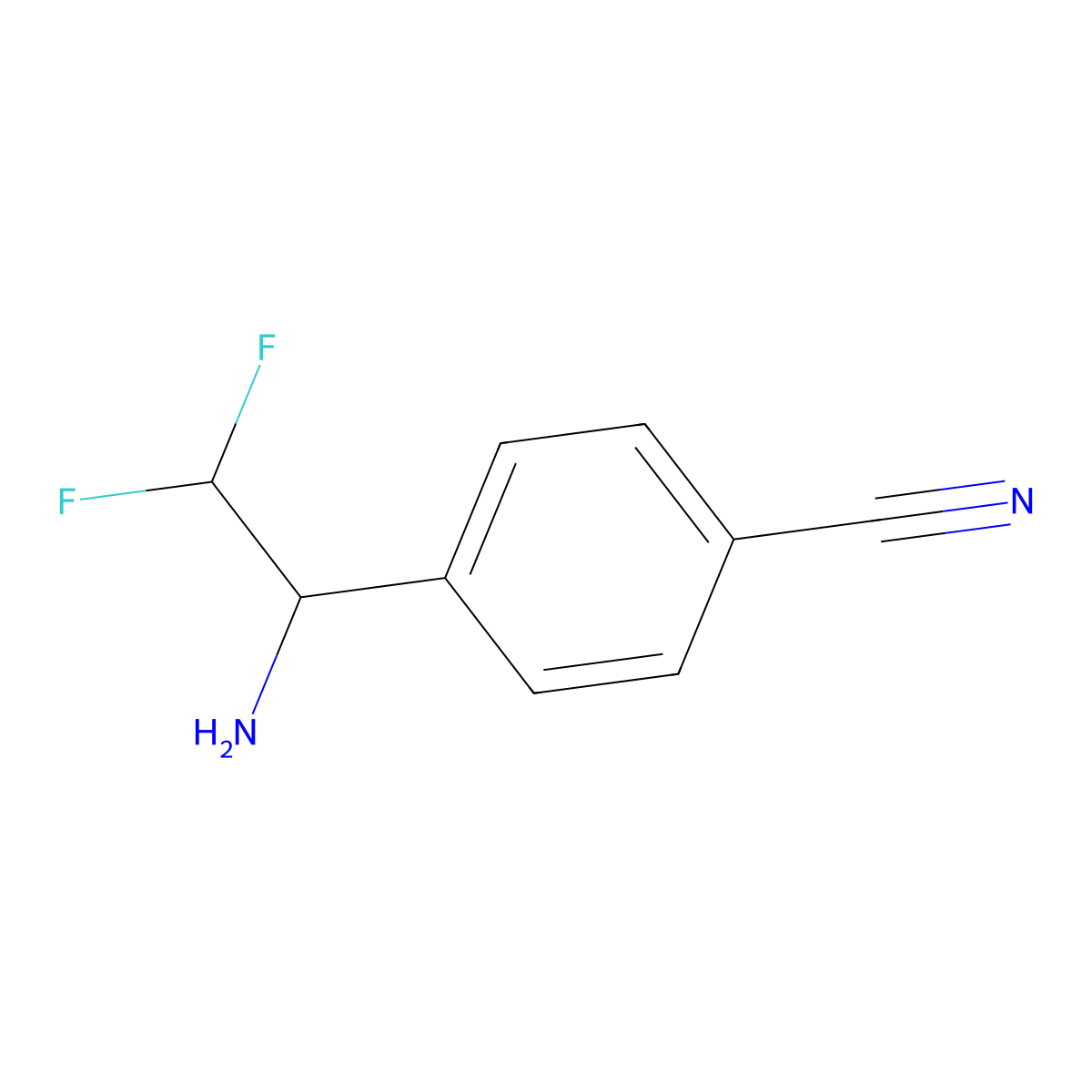4-[(1R)-1-amino-2,2-difluoroethyl]benzonitrile molecular structure, CAS 1932405-26-9
