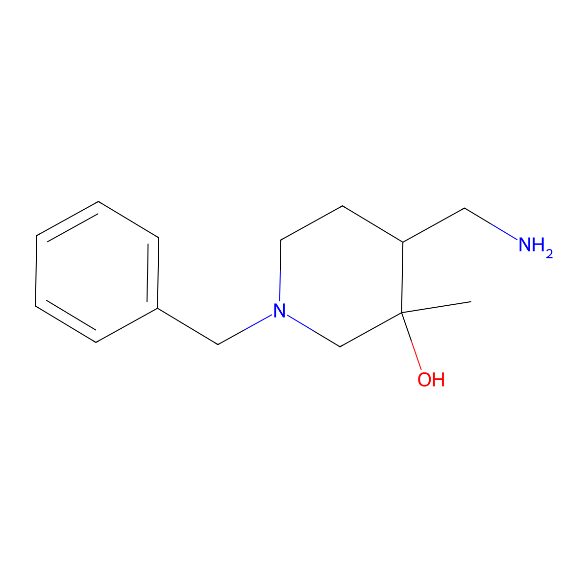 rac-(3R,4R)-4-(aminomethyl)-1-benzyl-3-methylpiperidin-3-ol,trans molecular structure, CAS 1932427-29-6