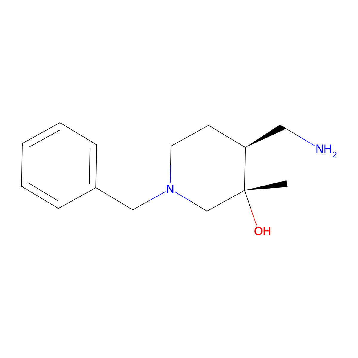rac-(3R,4R)-4-(aminomethyl)-1-benzyl-3-methylpiperidin-3-ol,trans molecular structure, CAS 1932427-29-6