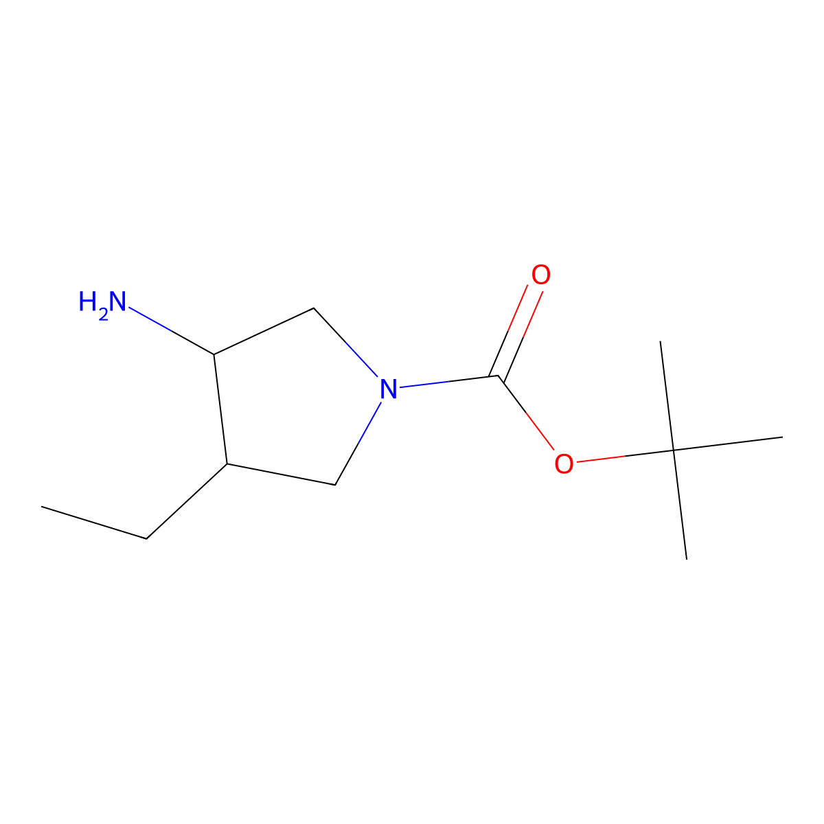 tert-butyl (3S,4S)-3-amino-4-ethyl-pyrrolidine-1-carboxylate molecular structure, CAS 1932454-84-6