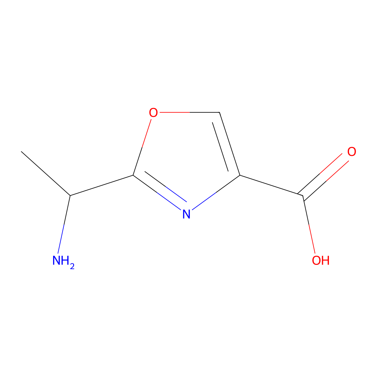 2-[(1S)-1-aminoethyl]-1,3-oxazole-4-carboxylic acid molecular structure, CAS 1932457-85-6