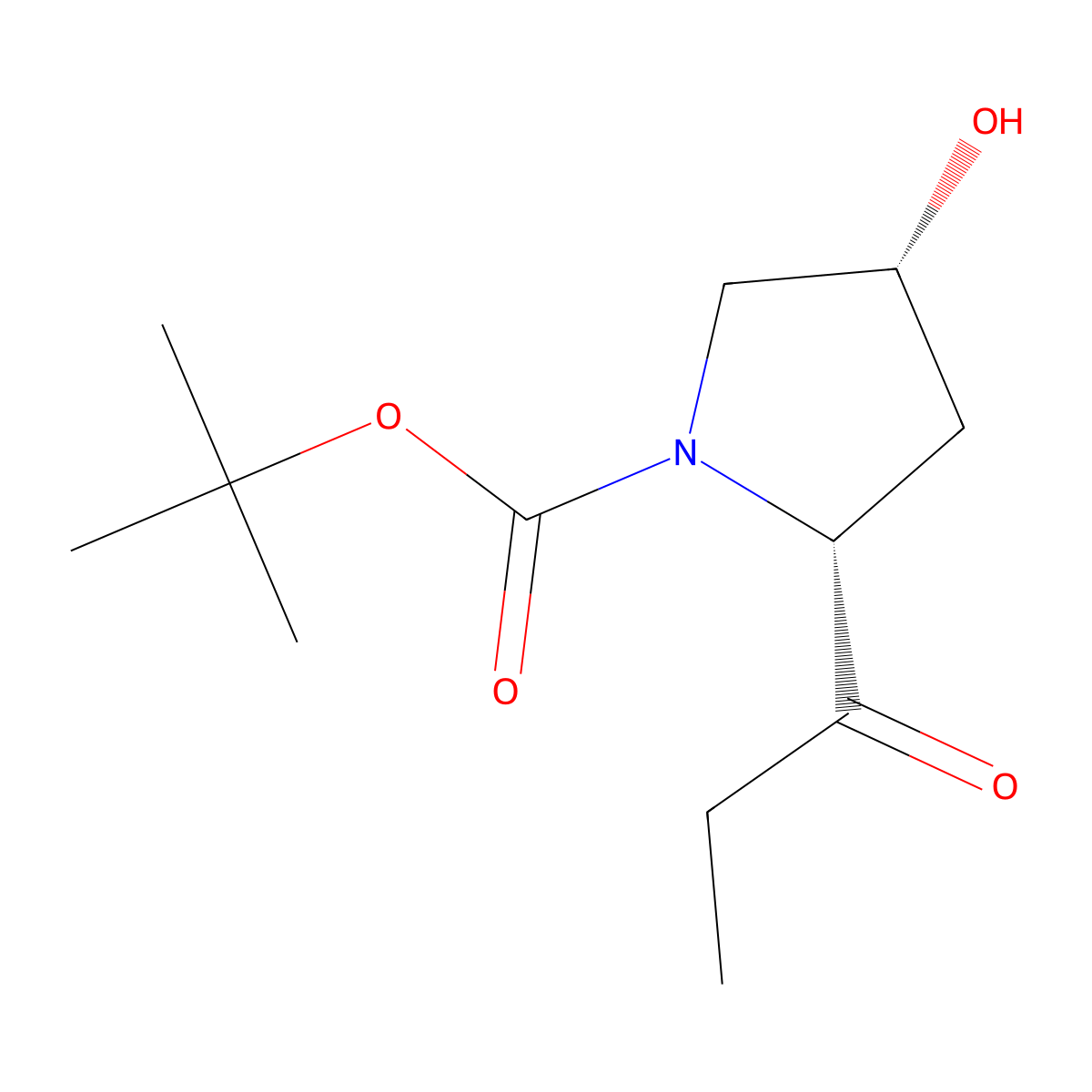 (2R,4R)-tert-Butyl 4-hydroxy-2-propionylpyrrolidine-1-carboxylate molecular structure, CAS 1932492-10-8