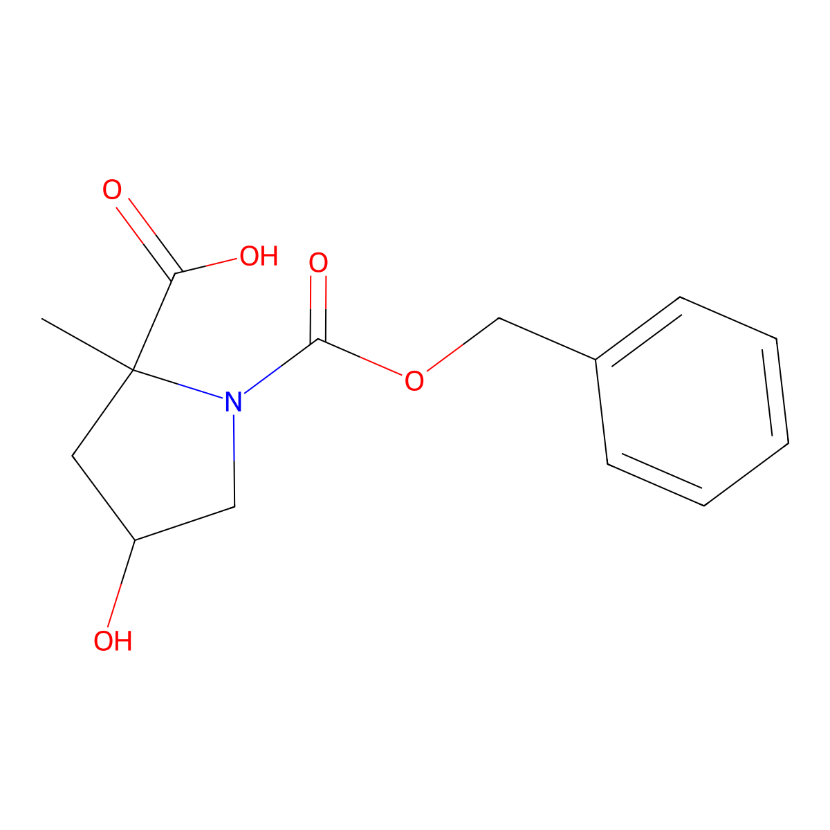 (2R,4R)-1-((Benzyloxy)carbonyl)-4-hydroxy-2-methylpyrrolidine-2-carboxylic acid molecular structure, CAS 1932496-44-0