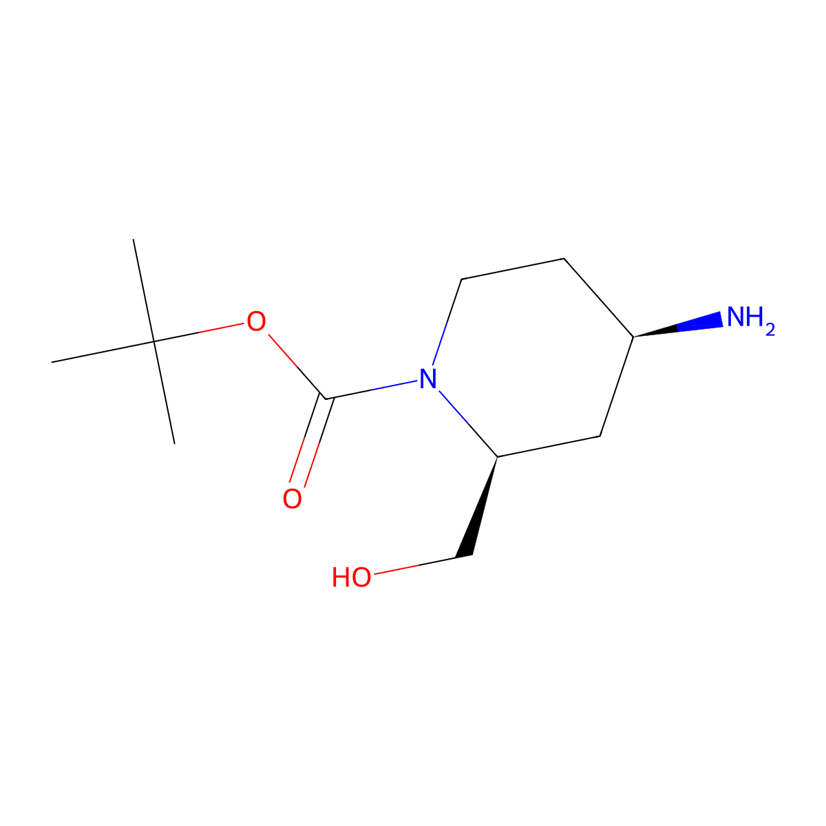 tert-Butyl (2S,4R)-rel-4-amino-2-(hydroxymethyl)piperidine-1-carboxylate molecular structure, CAS 1932496-48-4