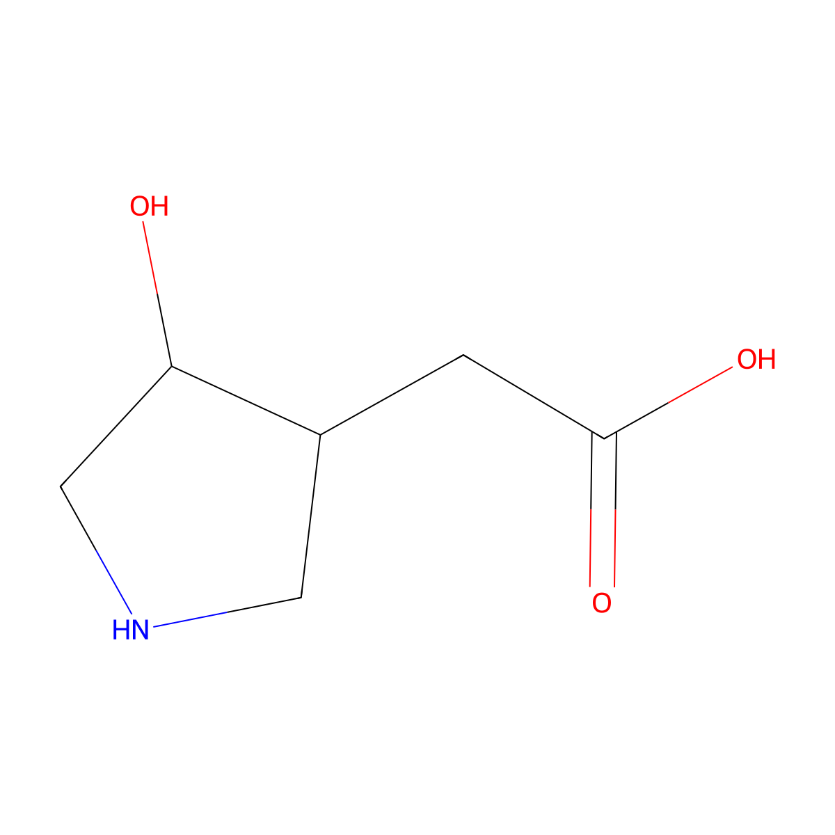 2-((3R,4S)-4-Hydroxypyrrolidin-3-yl)acetic acid molecular structure, CAS 1932505-72-0