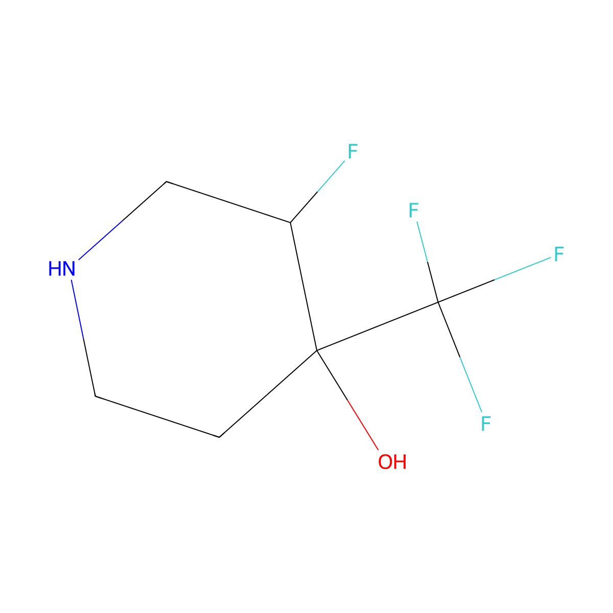 Cis-3-fluoro-4-(trifluoromethyl)piperidin-4-ol molecular structure, CAS 1932508-31-0