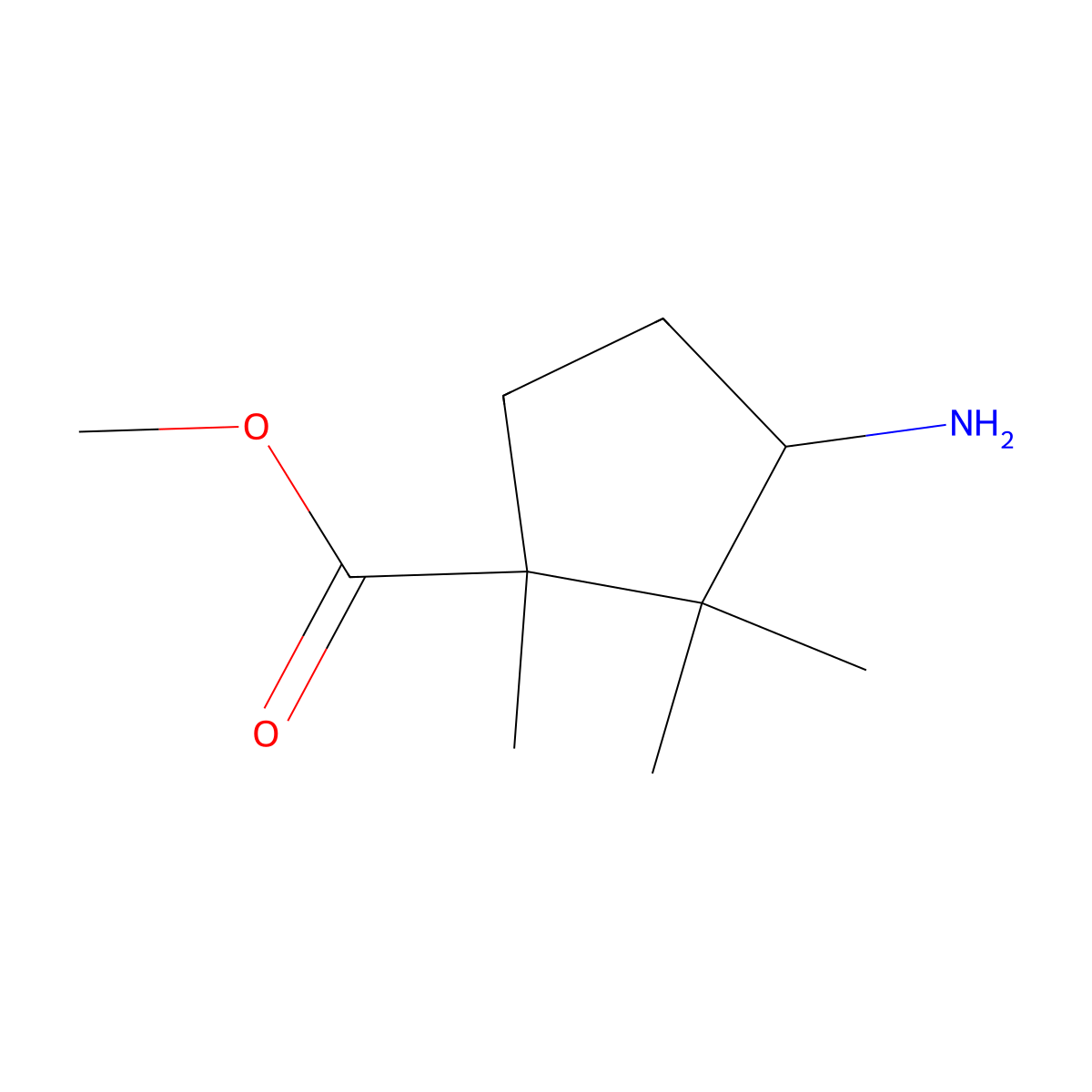methyl (1R,3S)-3-amino-1,2,2-trimethylcyclopentane-1-carboxylate molecular structure, CAS 1932512-53-2