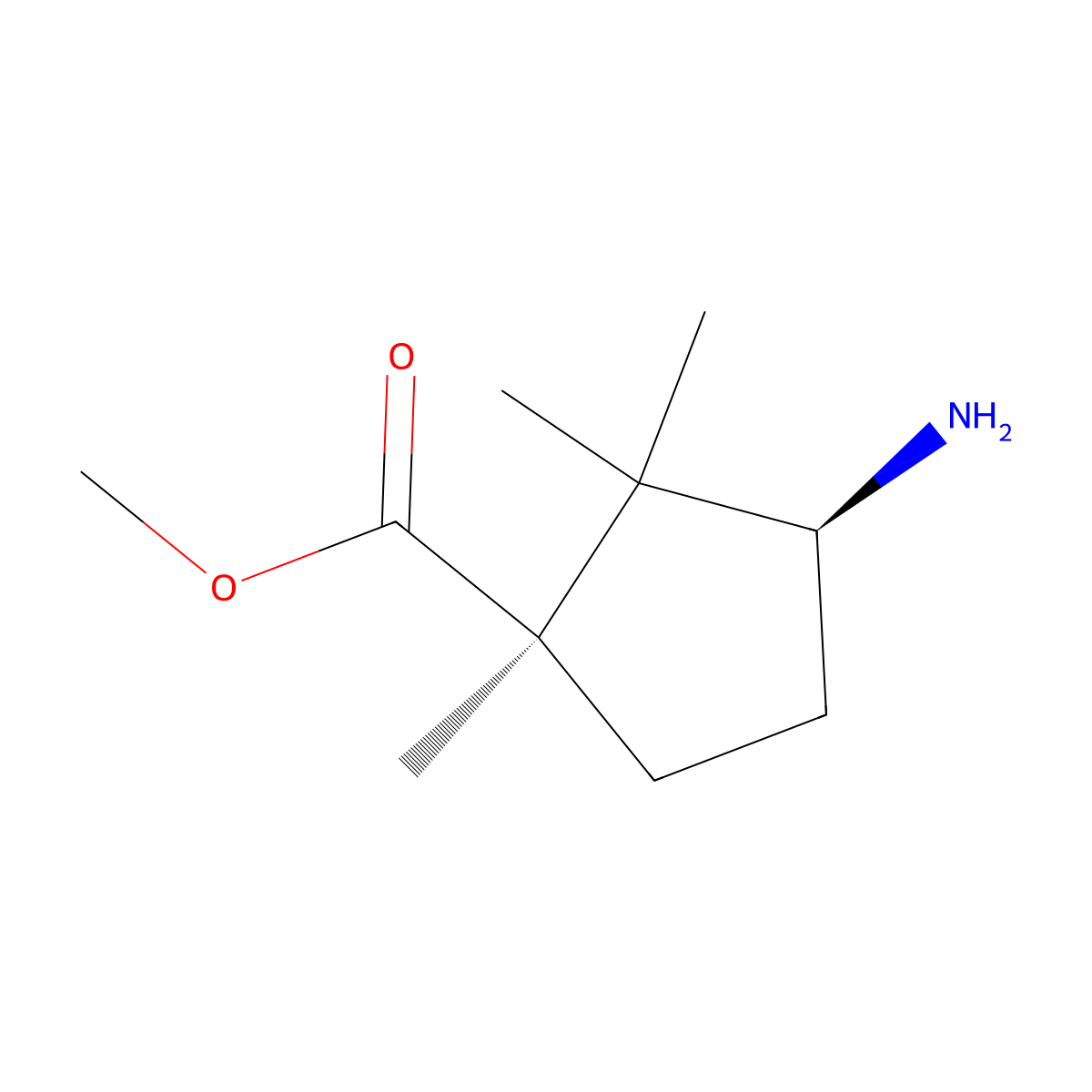 methyl (1R,3S)-3-amino-1,2,2-trimethylcyclopentane-1-carboxylate molecular structure, CAS 1932512-53-2