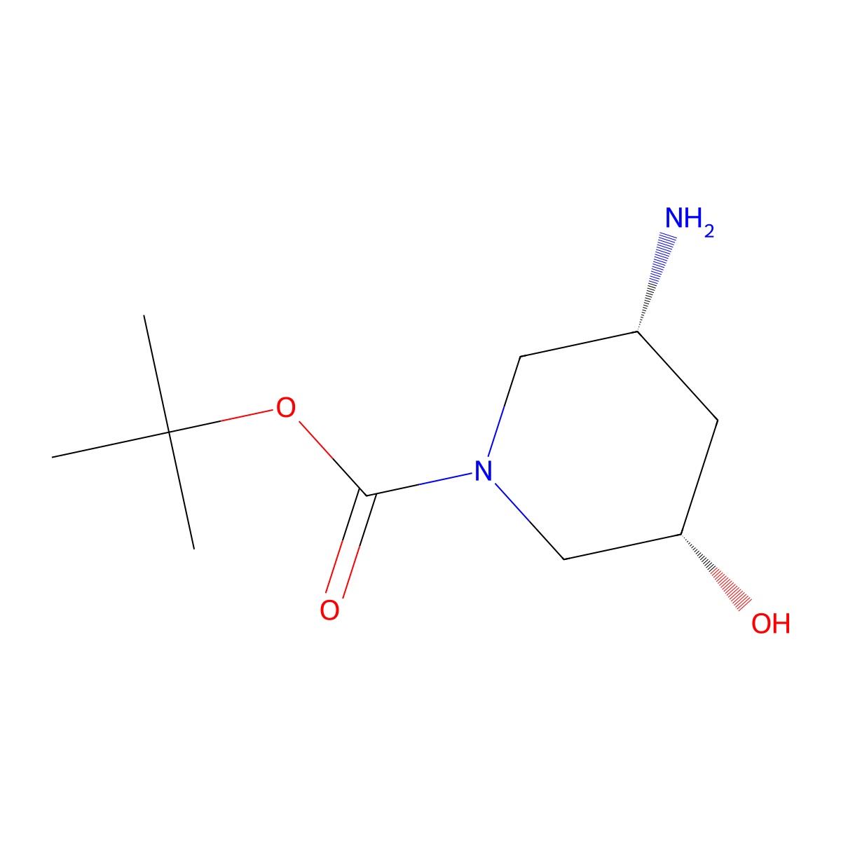 (3R,5S)-3-Amino-5-hydroxy-piperidine-1-carboxylic acid tert-butyl ester molecular structure, CAS 1932513-59-1