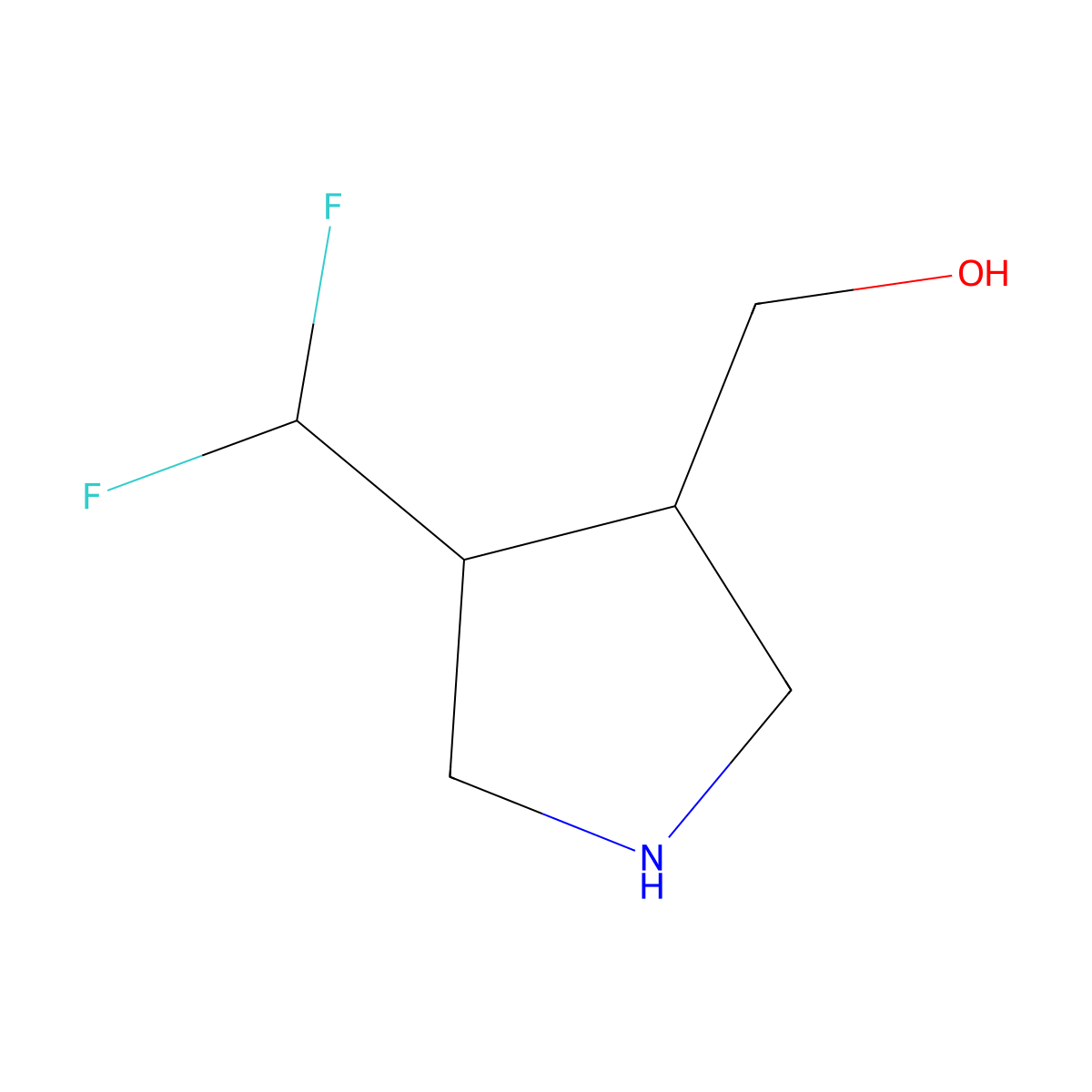 ((3S,4S)-4-(difluoromethyl)pyrrolidin-3-yl)methanol molecular structure, CAS 1932516-53-4