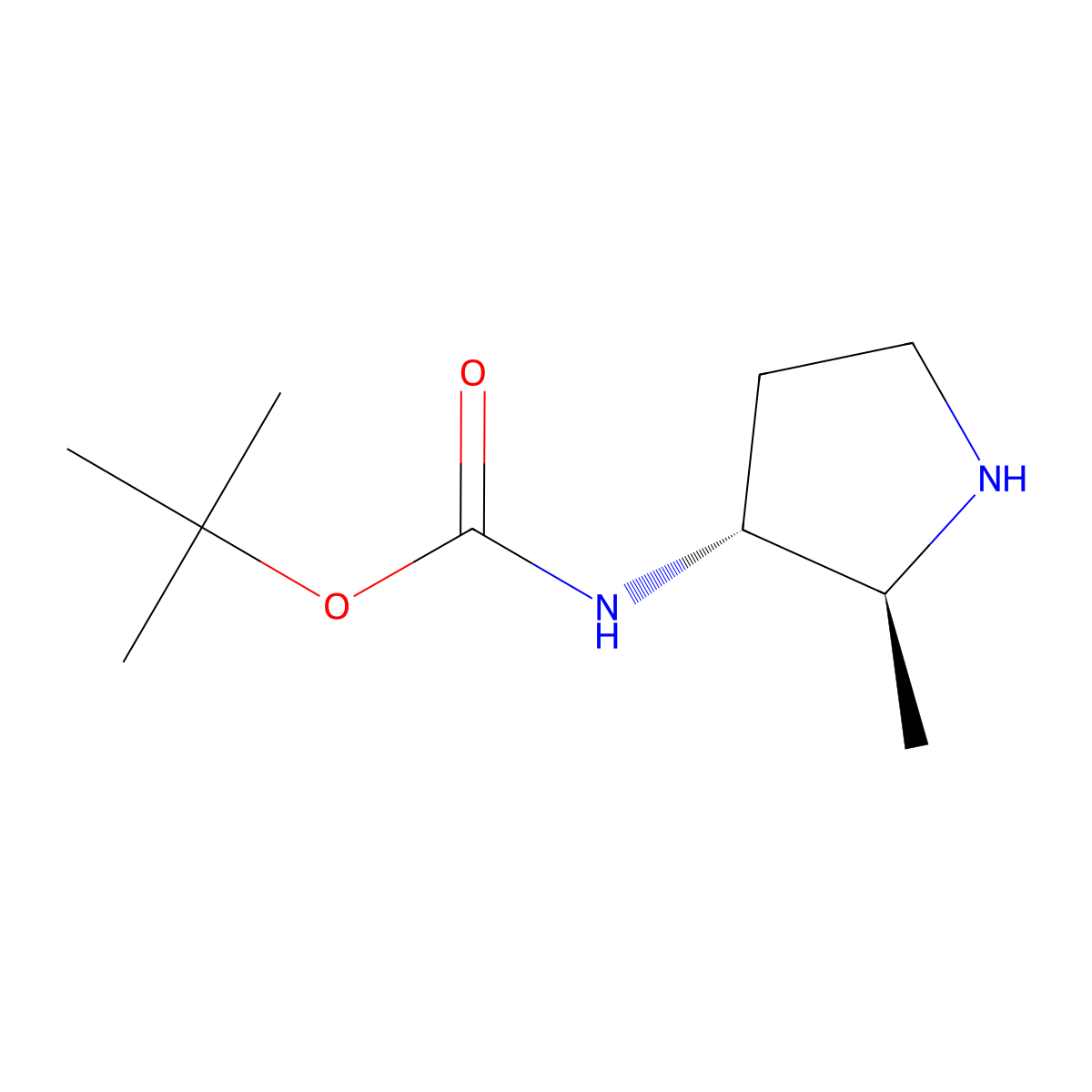 rac-tert-butyl N-((2R,3S)-2-methylpyrrolidin-3-yl)carbamate molecular structure, CAS 1932519-52-2