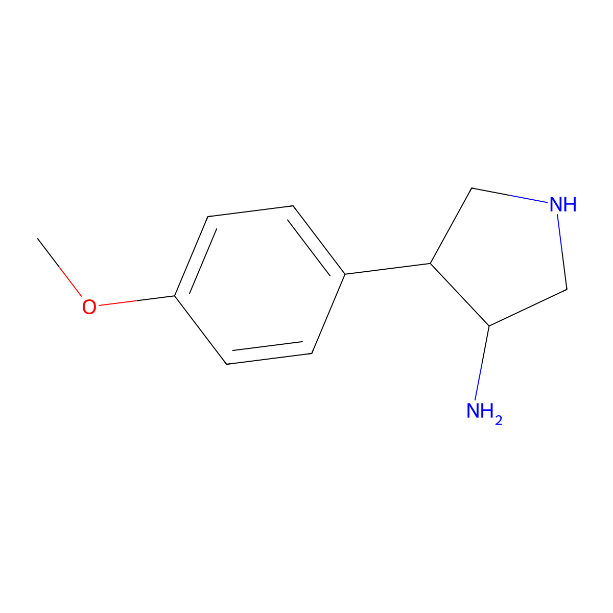 rac-(3R,4S)-4-(4-methoxyphenyl)pyrrolidin-3-amine molecular structure, CAS 1932522-48-9
