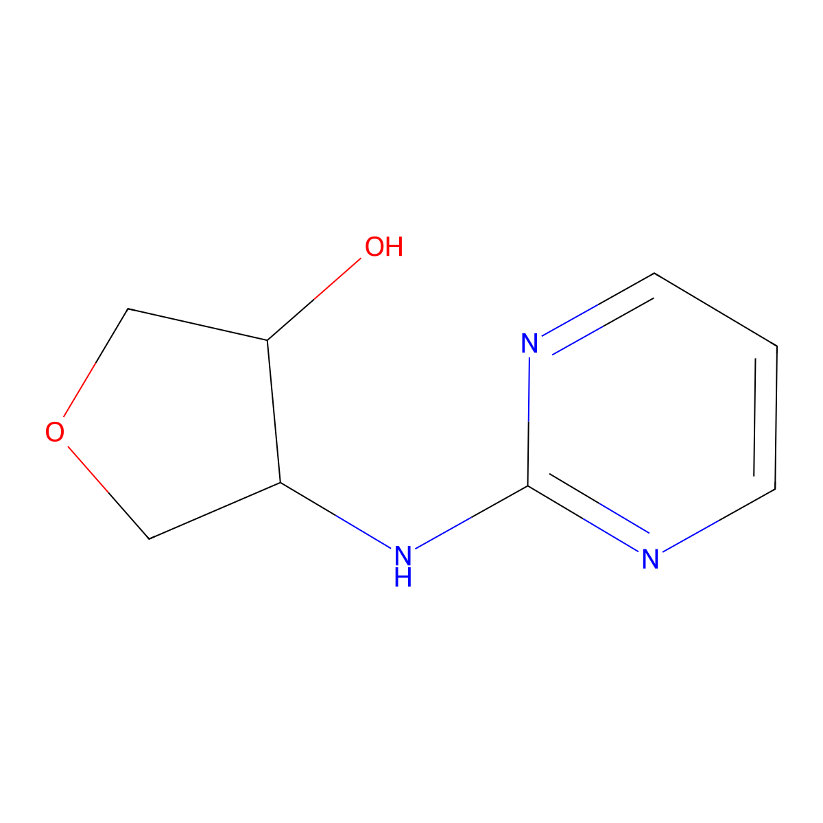 (3S,4R)-4-[(pyrimidin-2-yl)amino]oxolan-3-ol molecular structure, CAS 1932523-58-4